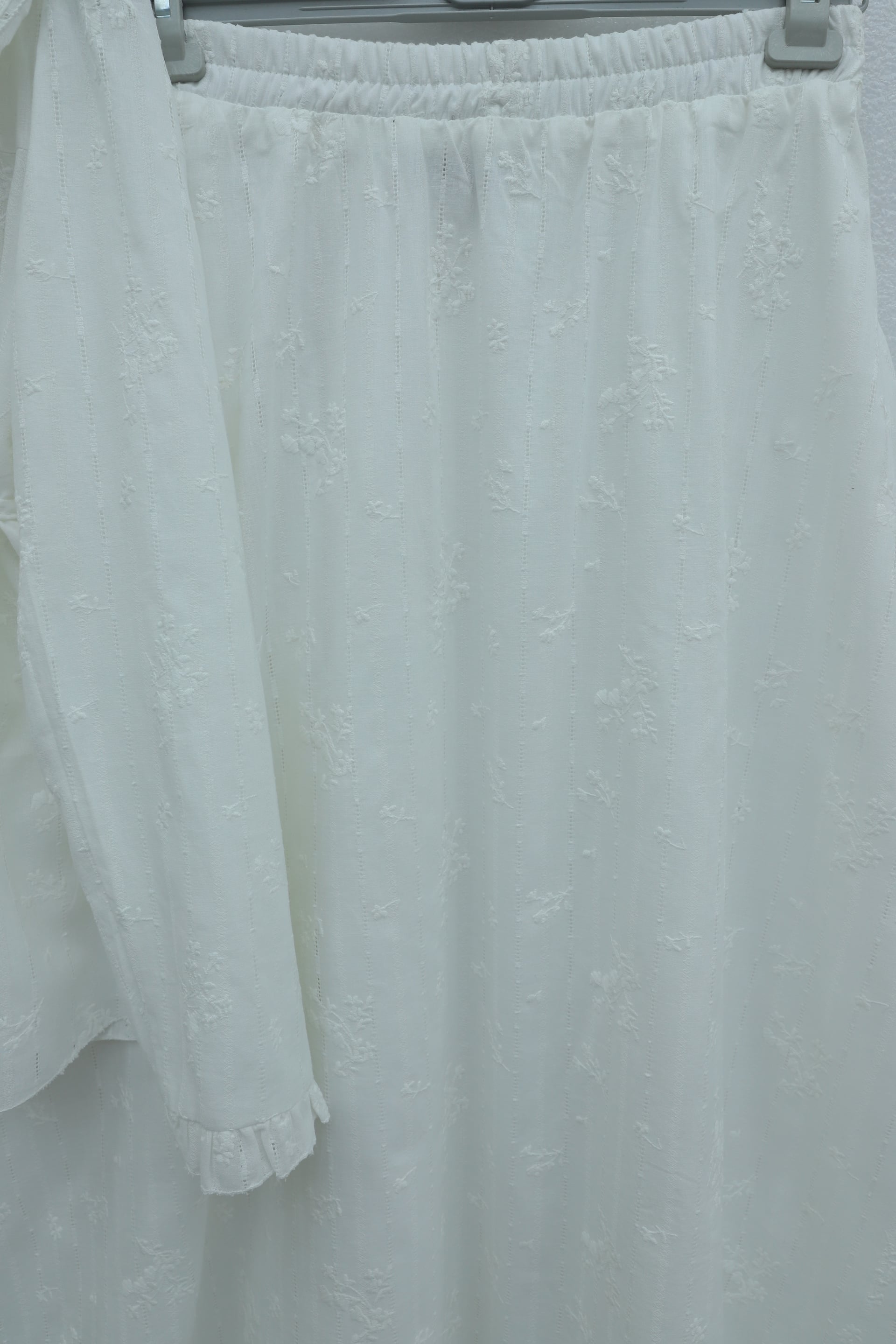 Women's White Linen Look Two-Piece Set with Peter Pan Collar and Long Skirt - Podyumplus - by Peralane - photo 8