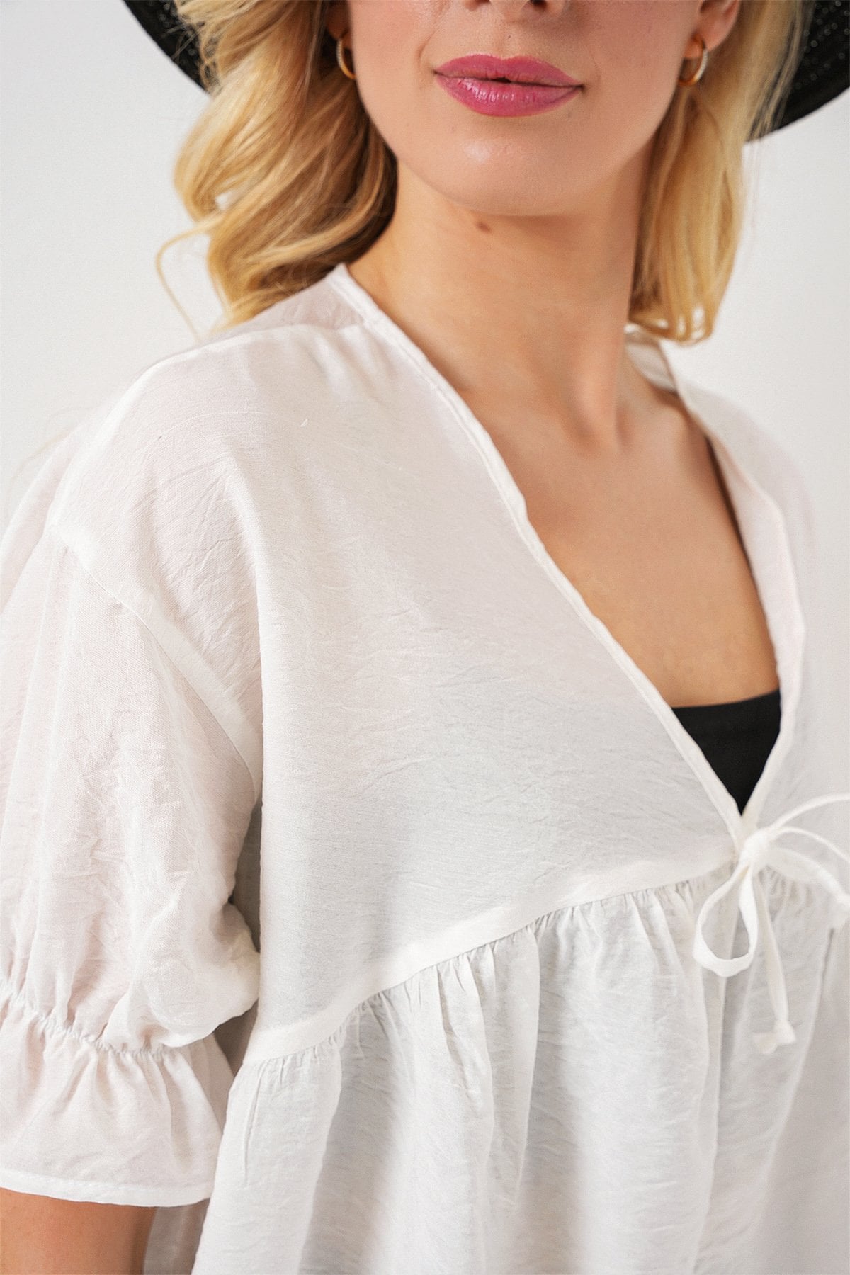 Women's White Tie-Front Short-Sleeve Blouse - Bigdart - by Peralane - photo 4