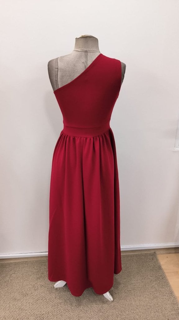 Women's One-Shoulder Asymmetric Maxi Dress with Side Slit, Red - Janes - by Peralane - photo 6