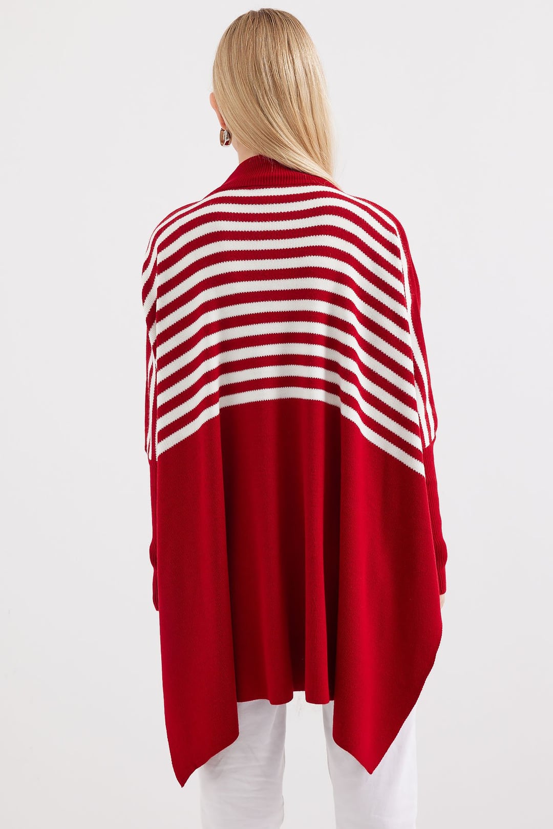 Women's Oversize Side-Slit Poncho Sweater - Burgundy - Bigdart - by Peralane - photo 6