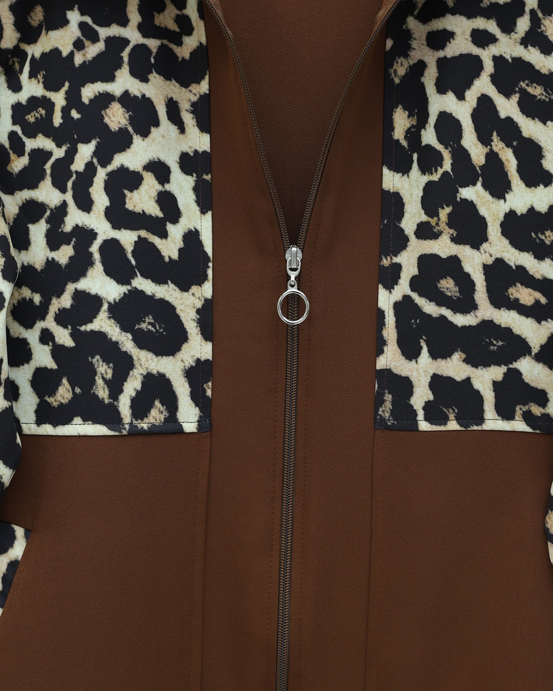 Women's Zip-Up Shirt Collar Top and Trousers Co-ord Set in Tan with Leopard Print - Podyumplus - by Peralane - photo 4