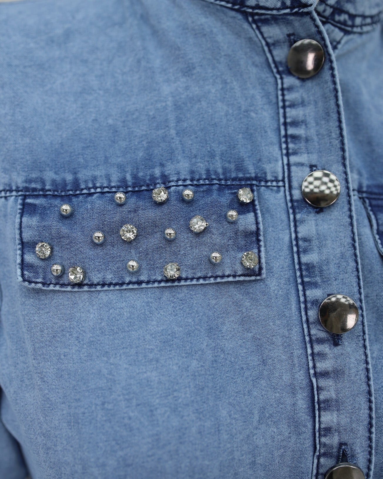 Studded Pocket Tunnel Drawstring Denim Dress - Ice Blue - Podyumplus - by Peralane - photo 6