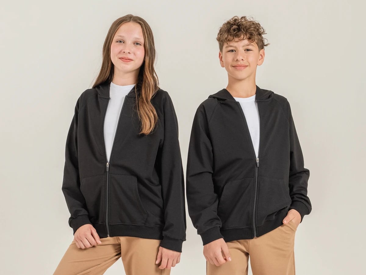 Black Zip-Up Hoodie for Kids Ages 11-15 - Nickel - by Peralane