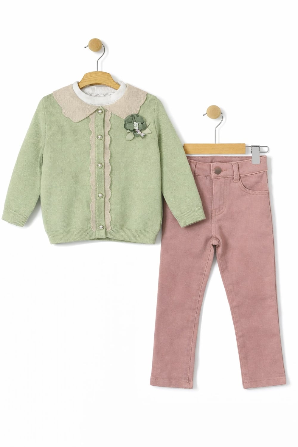 Girls' Two-Piece Knit Cardigan and Trousers Set - Has Bereket - by Peralane