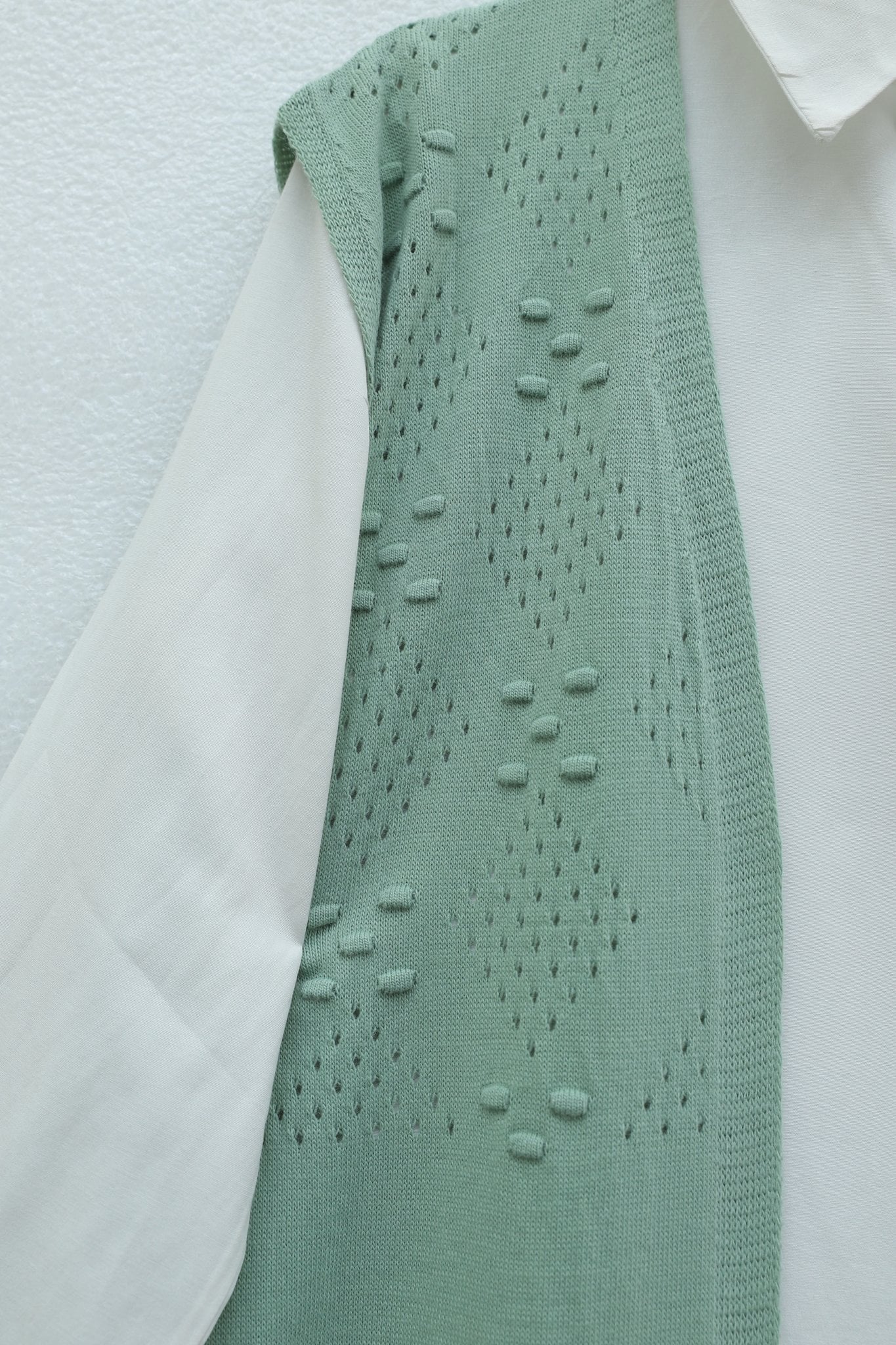 Pom-Pom Detail Openwork Knit Vest - Mint - Podyumplus - by Peralane - photo 5