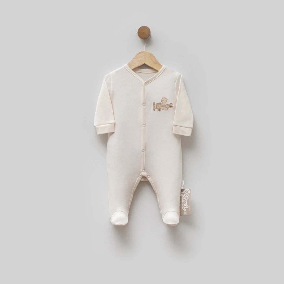 Footed Romper with Bear Airplane Embroidery - Pack of 3 - Flexi Baby - by Peralane