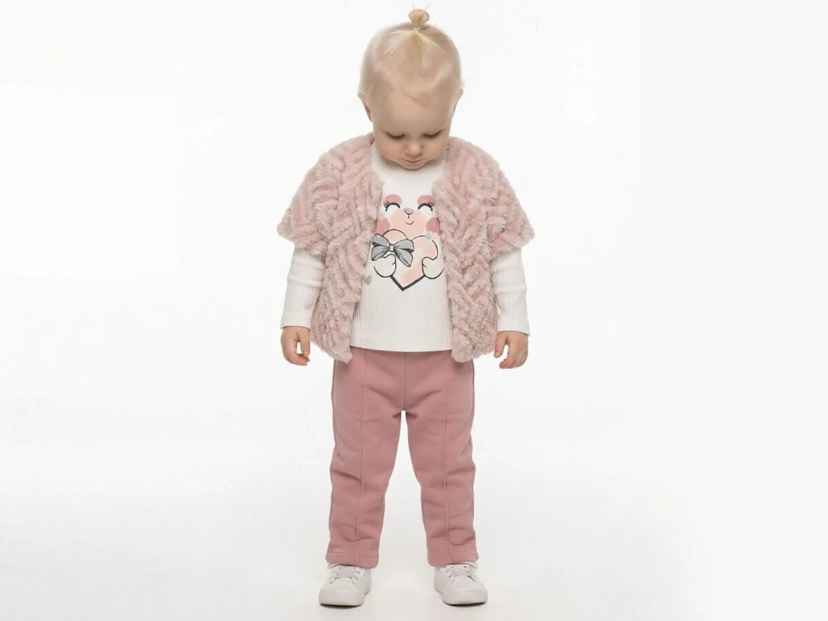 Girl's Heart Print Faux Fur Vest 3-Piece Set - Elci Baby - by Peralane