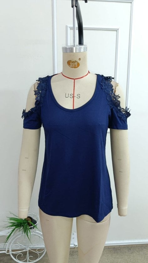 Women's Cold Shoulder Viscose Blouse with Lace Trim - Janes - by Peralane - photo 4