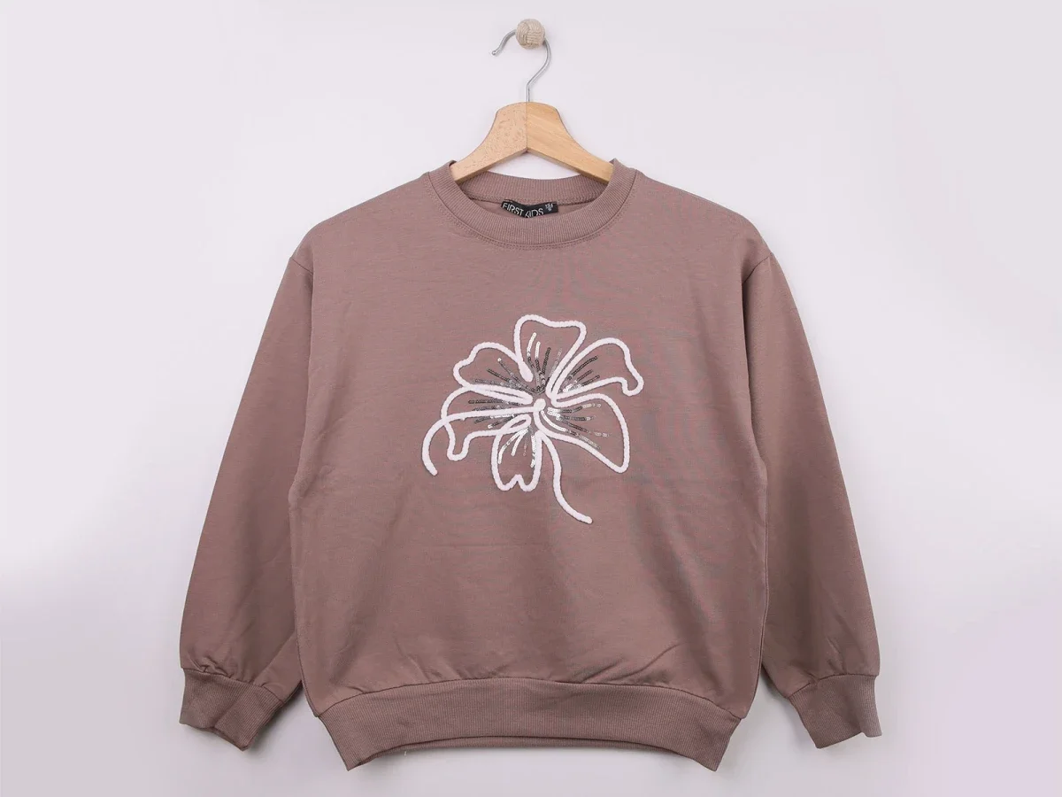 Girls' Flower Print Sweatshirt - Brown - First Kids - by Peralane
