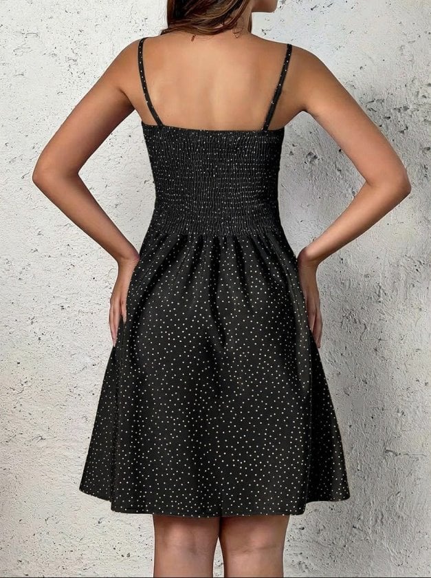 Women's Sleeveless Polka Dot Dress with Spaghetti Straps - Janes - by Peralane - photo 4