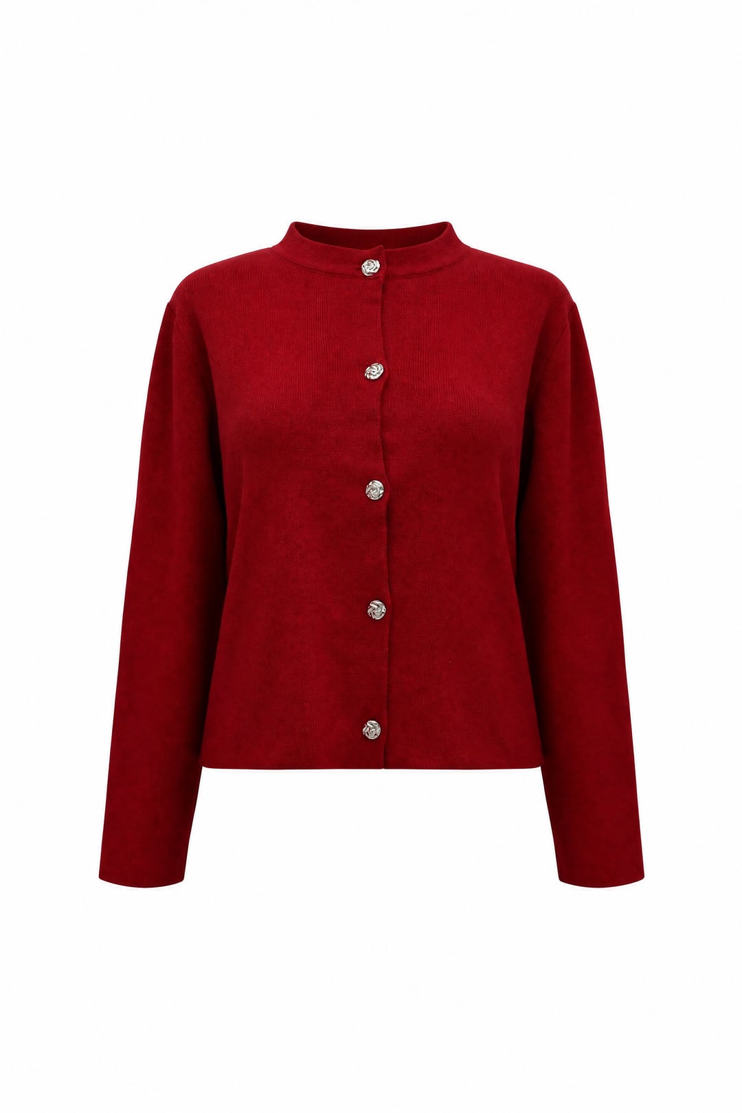 Buttoned Round Neck Knit Cardigan - Red - Podyumplus - by Peralane - photo 5