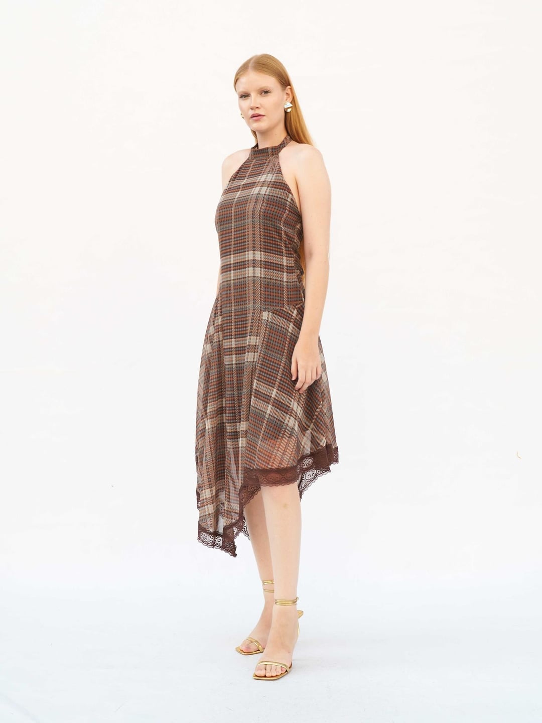Lace Trim Plaid Maxi Dress - Lefon - by Peralane - photo 5