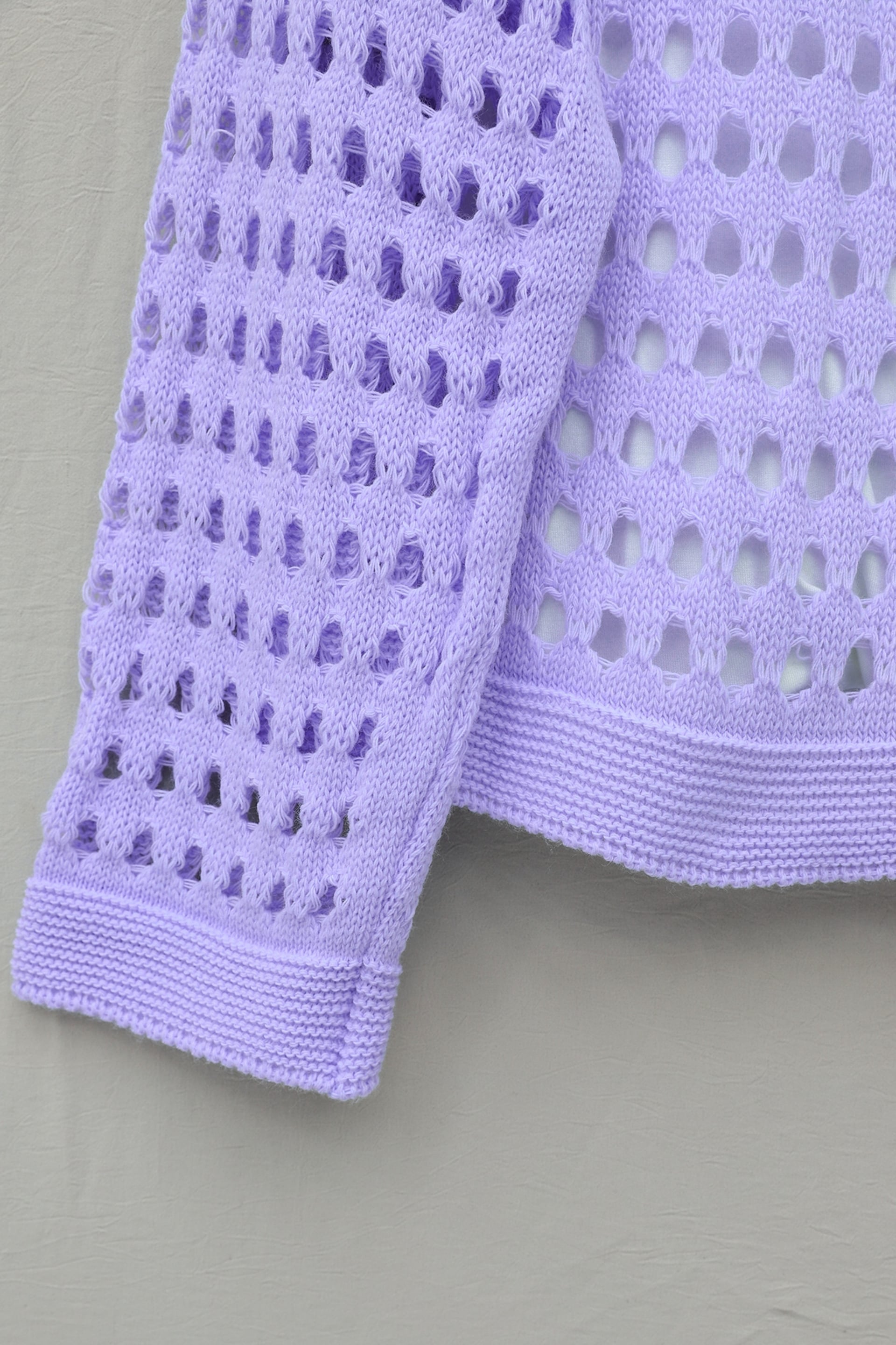 Boat Neck Openwork Knit Sweater - Lilac - Podyumplus - by Peralane - photo 5