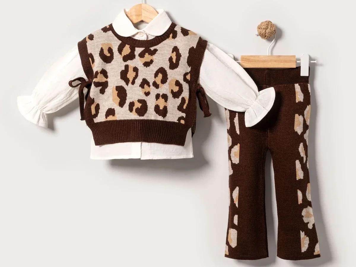 Leopard Print 3-Piece Girl's Baby Set - Eymus - by Peralane