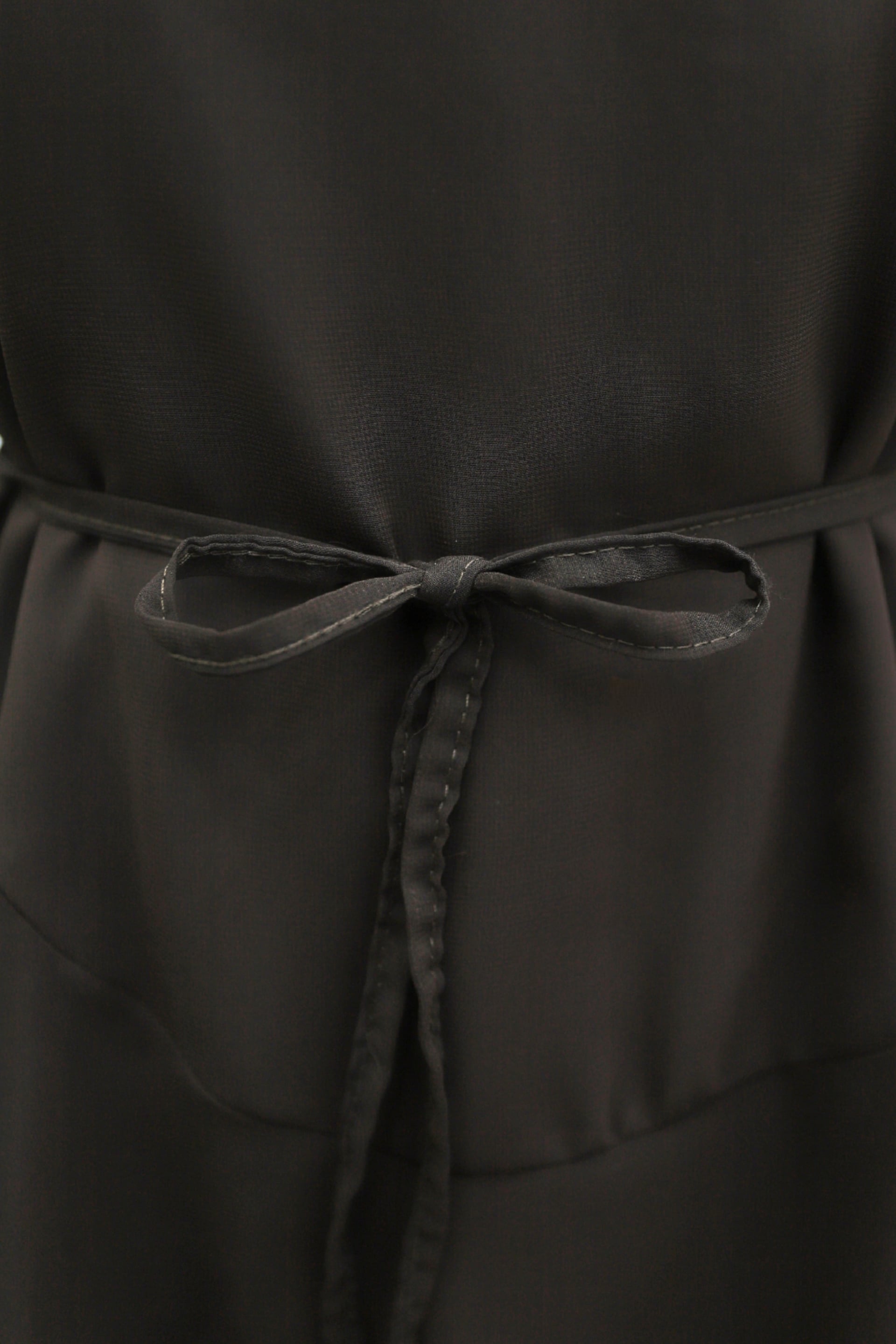 Dark Brown Ruffled Sleeve and Belted Lined Chiffon Blouse and Trousers Set - Podyumplus - by Peralane - photo 5