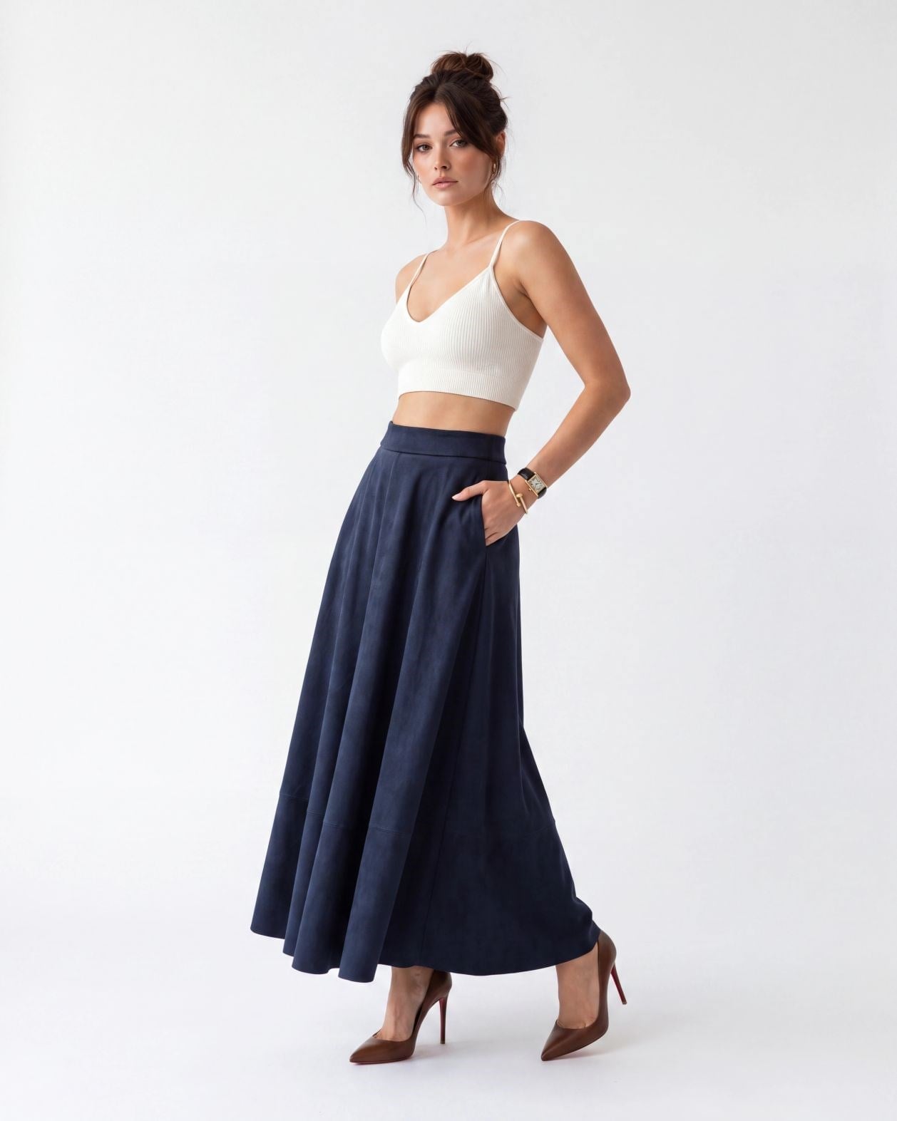 Women's Dark Navy Maxi Skirt - Fame - by Peralane - photo 2