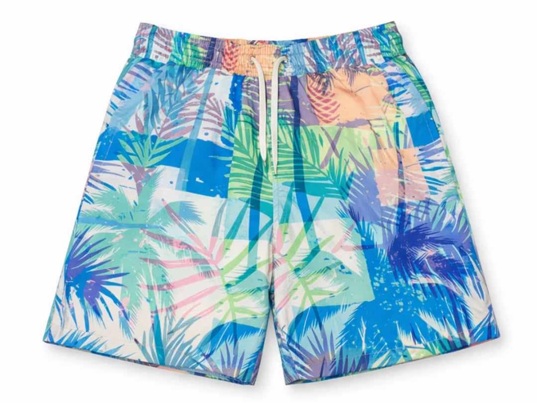 Printed Boys Swim Shorts with Patchwork Palm Leaf Print - Pack of 6 - Lyrax Kids - by Peralane