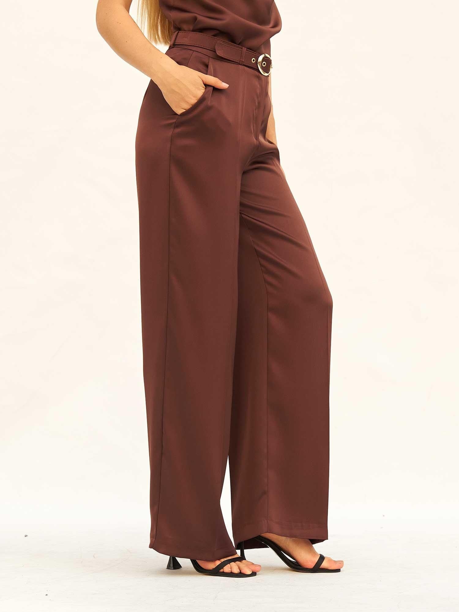 Belted Satin Wide-Leg Trousers with Matching Halterneck Top - Lefon - by Peralane - photo 5
