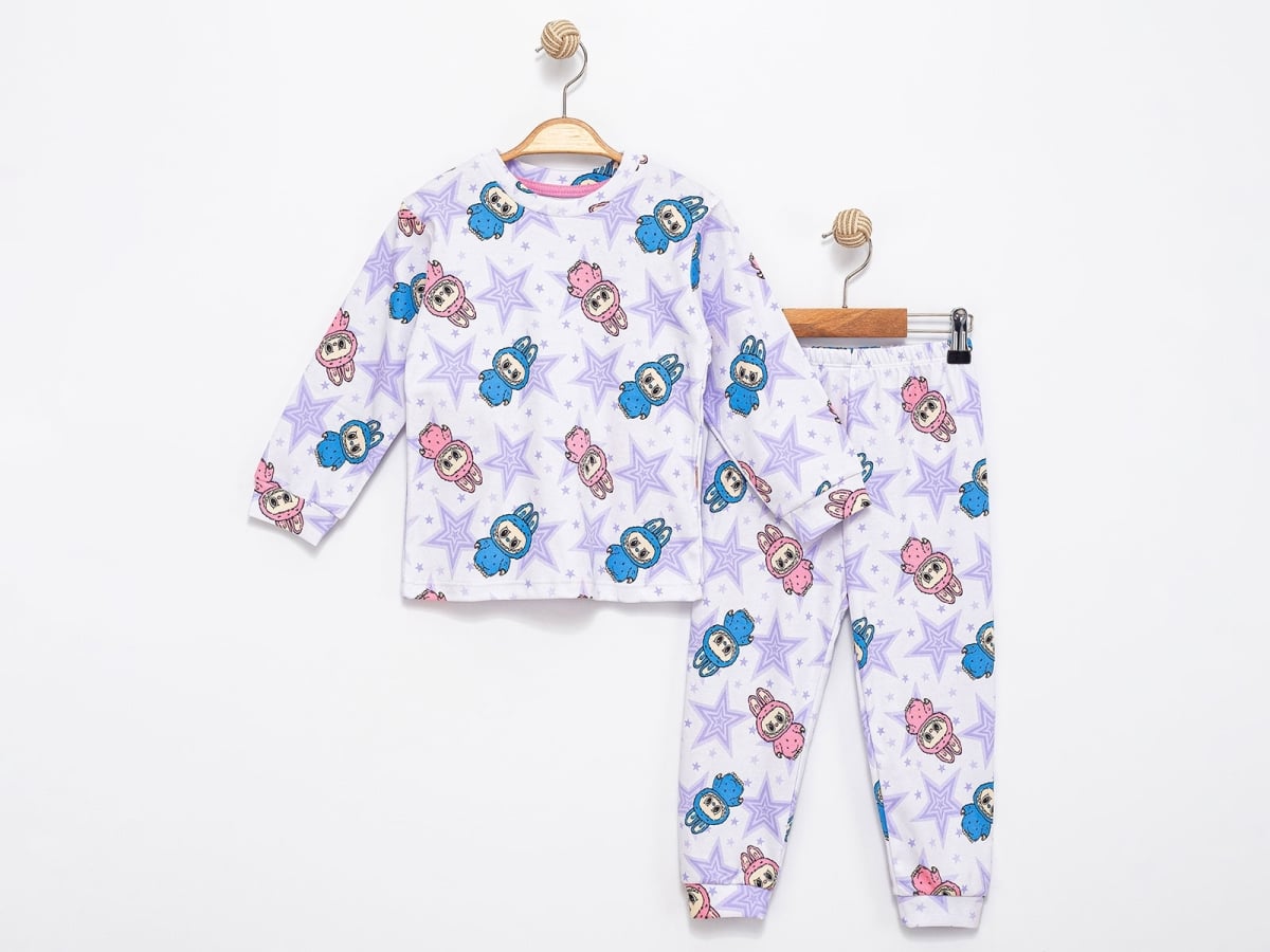 Labubu Print Girls' Pyjama Set - Lilac - Supermini - by Peralane