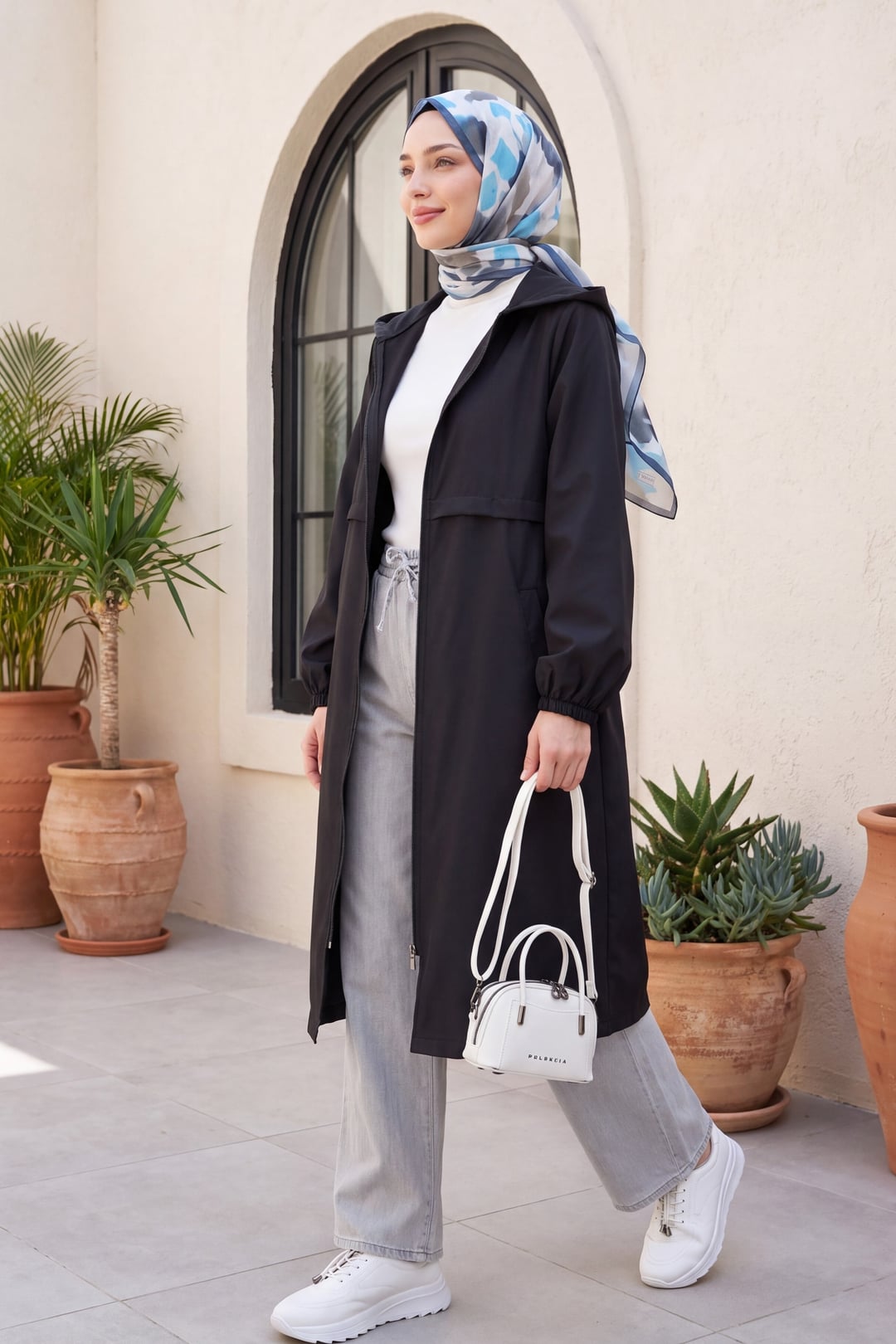 Black Full-Length Zip Hooded Long Raincoat - Podyumplus - by Peralane