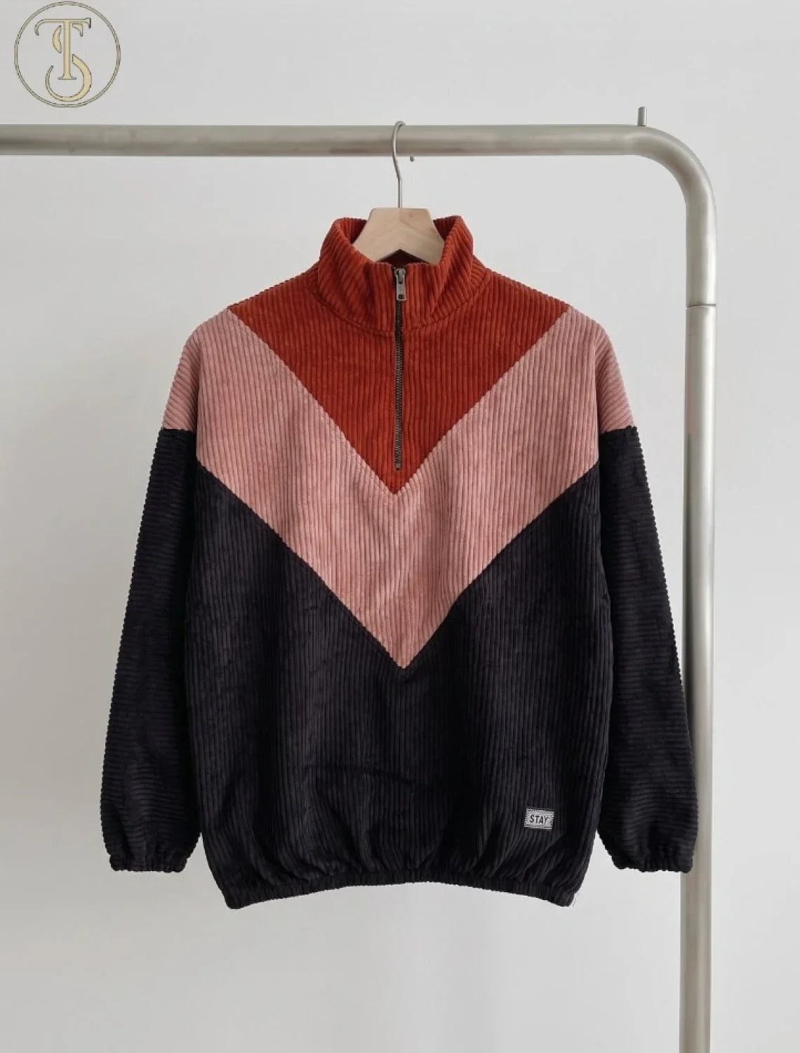 Girls' Color-Block Corduroy Half-Zip Sweatshirt - Has Bereket - by Peralane