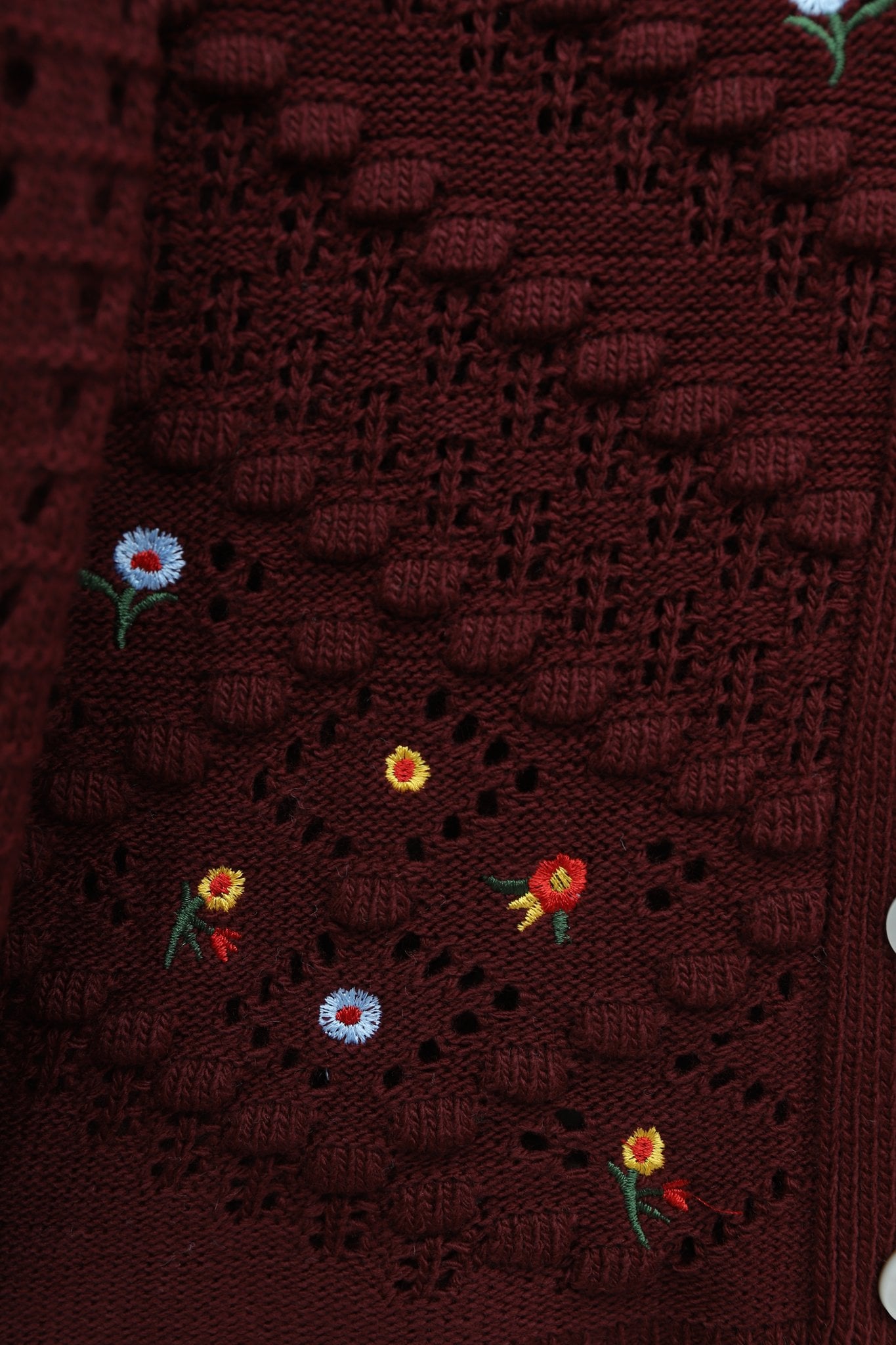 Women's Floral Embroidered Button-Front Cardigan - Burgundy - Podyumplus - by Peralane - photo 5
