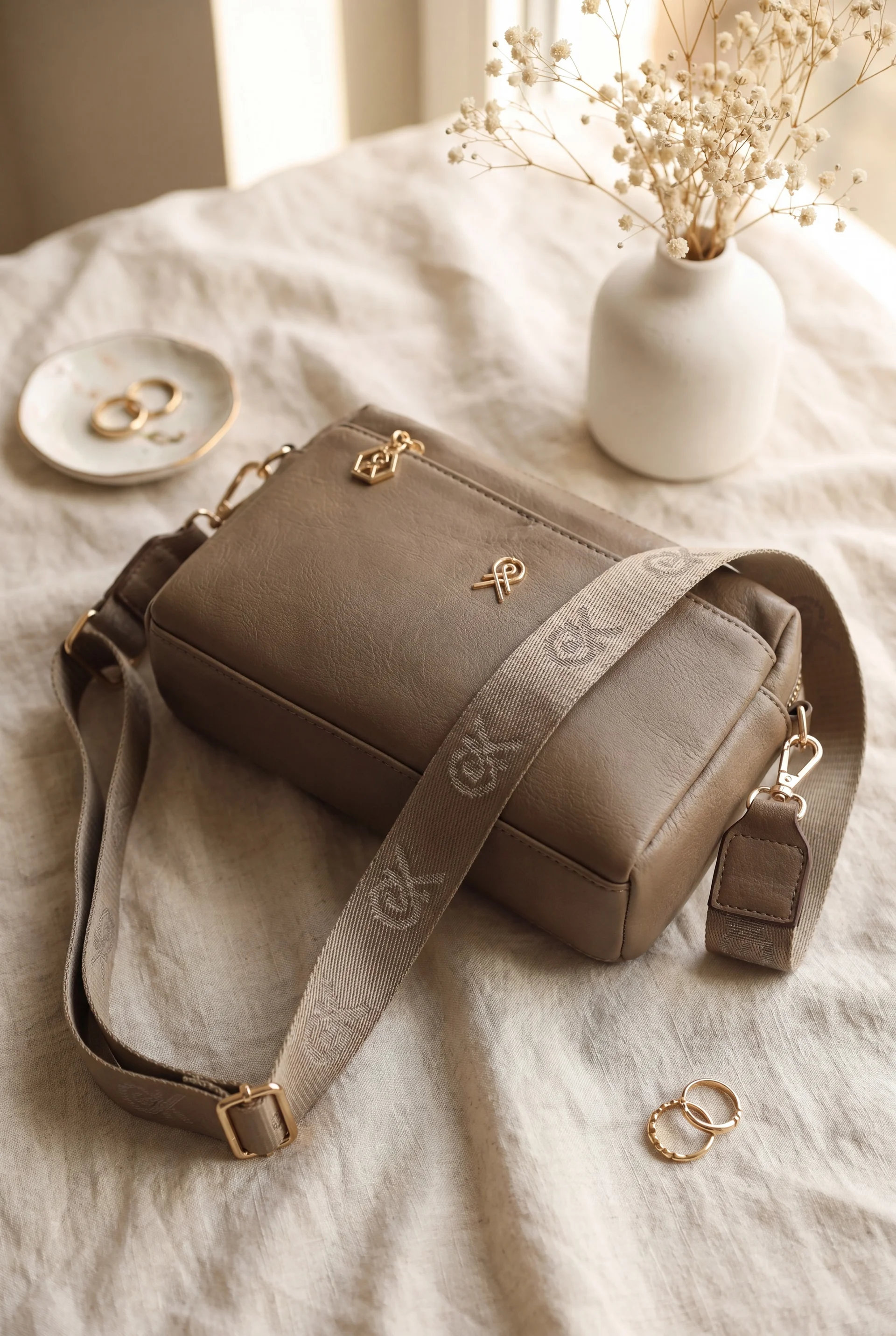 Zip Crossbody Bag - Light Brown - Podyumplus - by Peralane