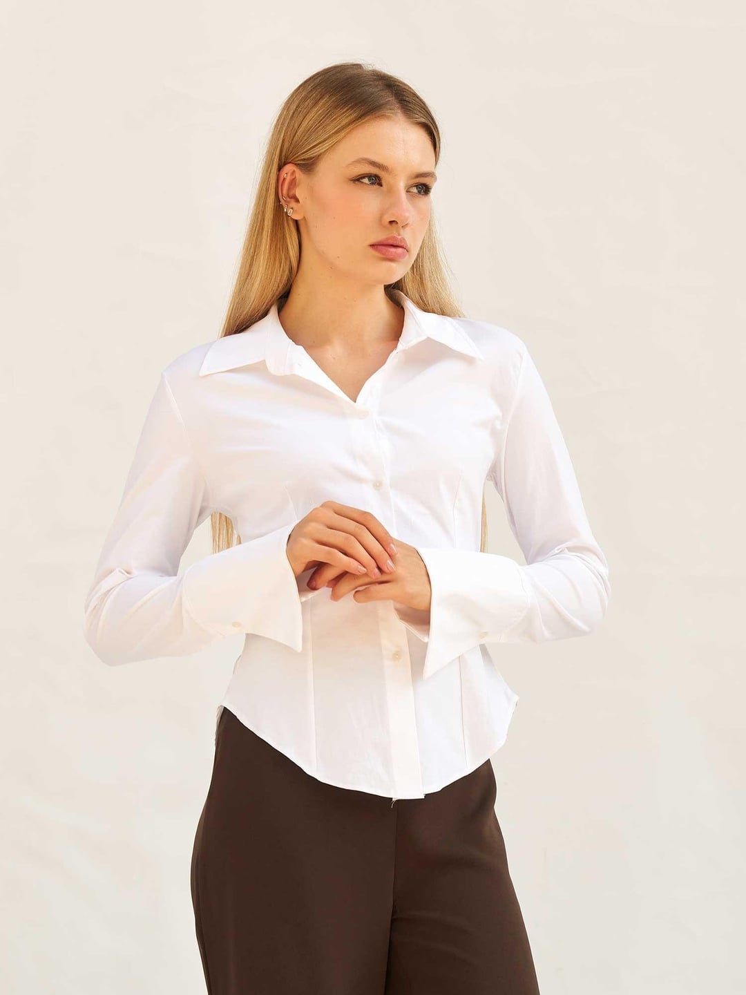 White Poplin Shirt with Wide Cuffs - Lefon - by Peralane - photo 4