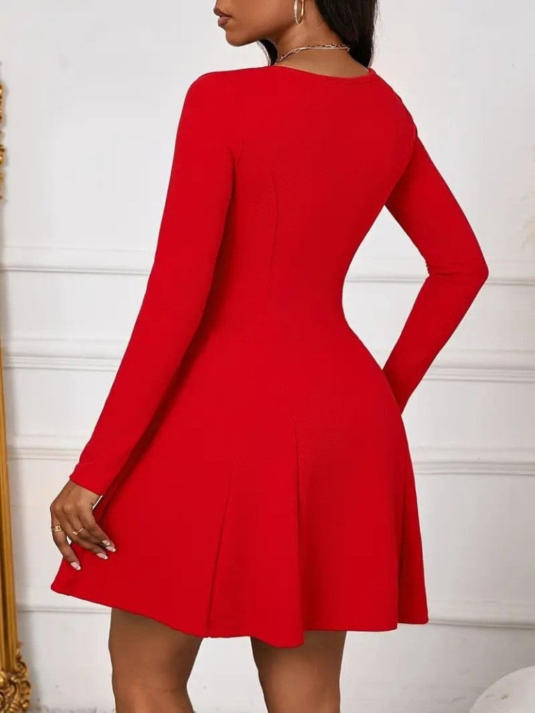 Women's Long Sleeve Square Neck Mini Crepe Dress - Janes - by Peralane - photo 4