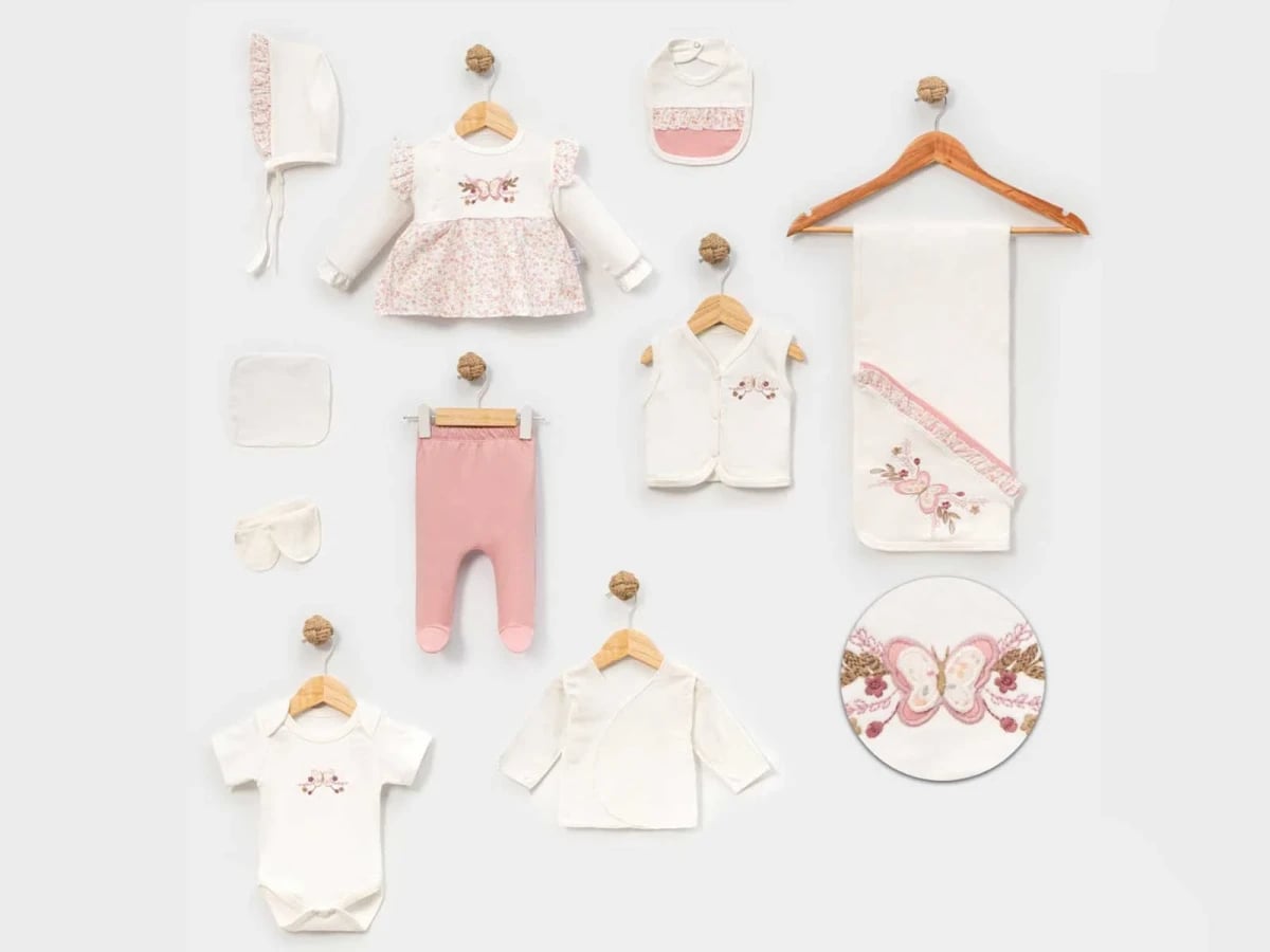 Butterfly Print Baby Girl 10-Piece Set - Pink - Baby Zuhu - by Peralane