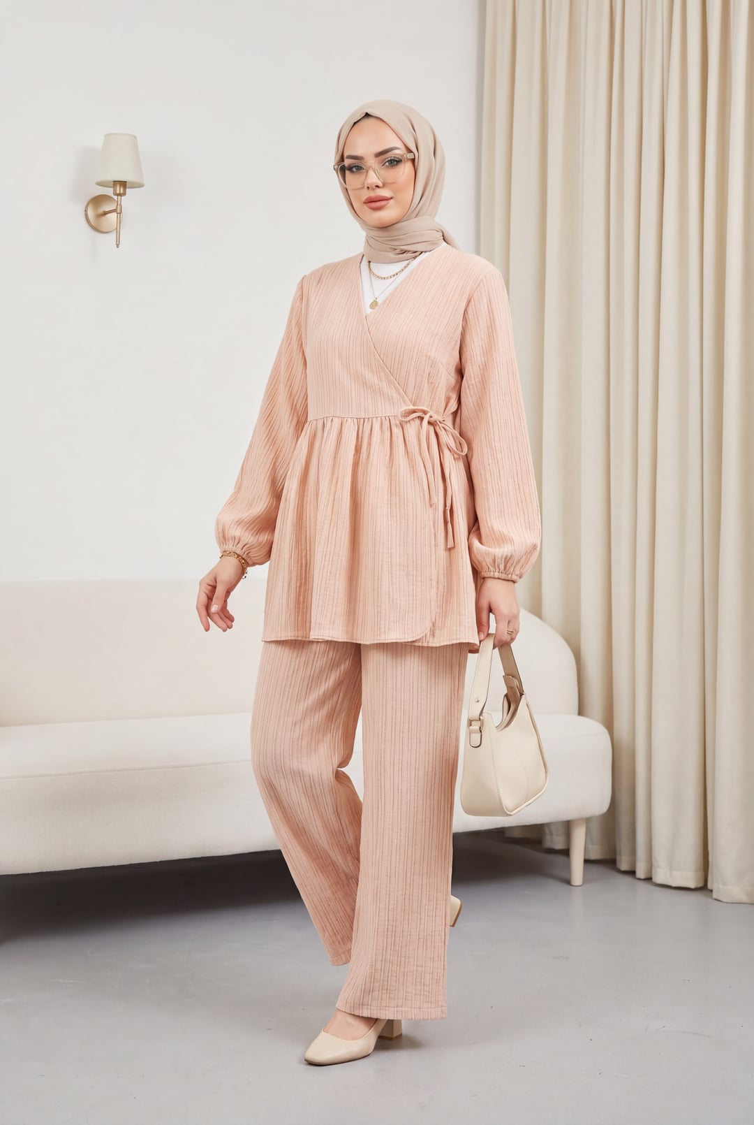 Mink Womens Tunic and Wide-Leg Trouser Two-Piece Set - Podyumplus - by Peralane - photo 2