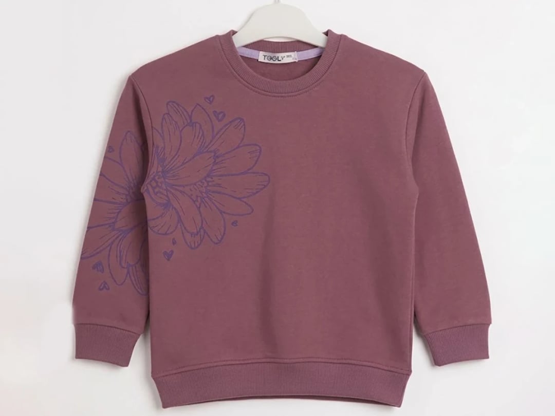 Girls' Flower Print Crew Neck Sweatshirt - CMK - by Peralane