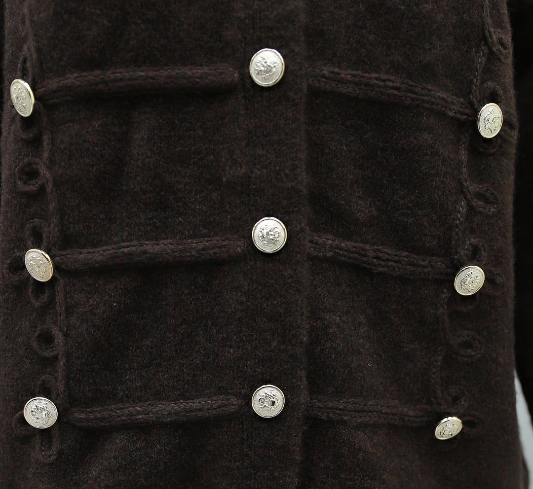 Multi-Button Polo Neck Soft Knit Cardigan - Dark Brown - Podyumplus - by Peralane - photo 6