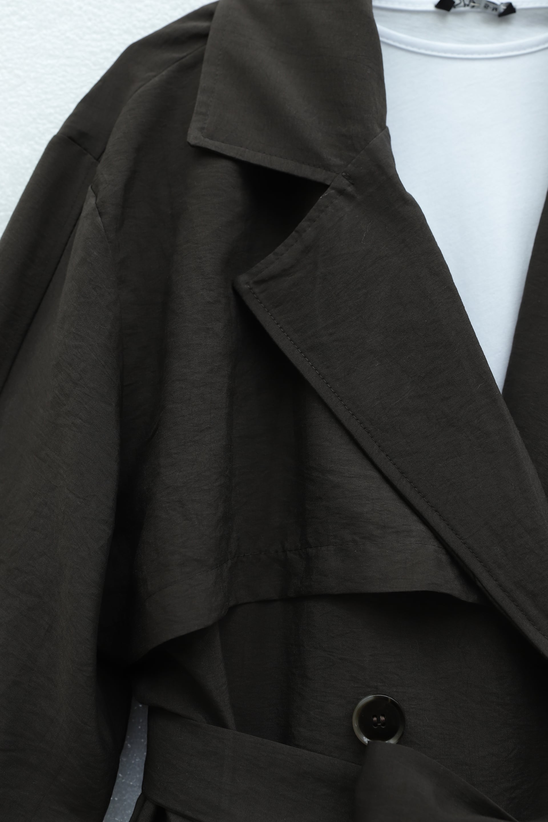 Pes Fabric Trench Coat with Belt, Pockets, Epaulettes and Bolero Detail - Dark Brown - Podyumplus - by Peralane - photo 6