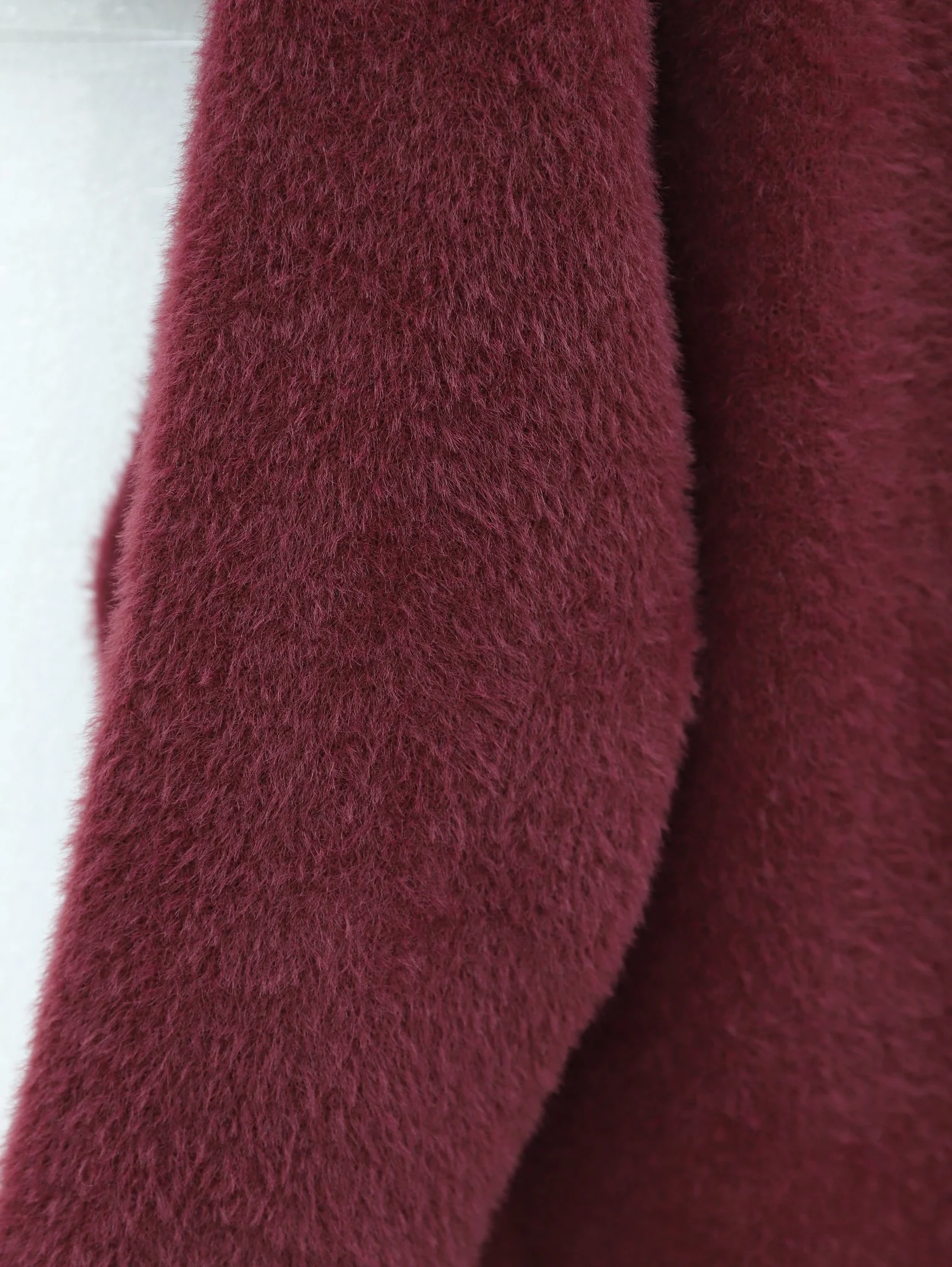 Long Fuzzy Cardigan - Burgundy - Podyumplus - by Peralane - photo 3