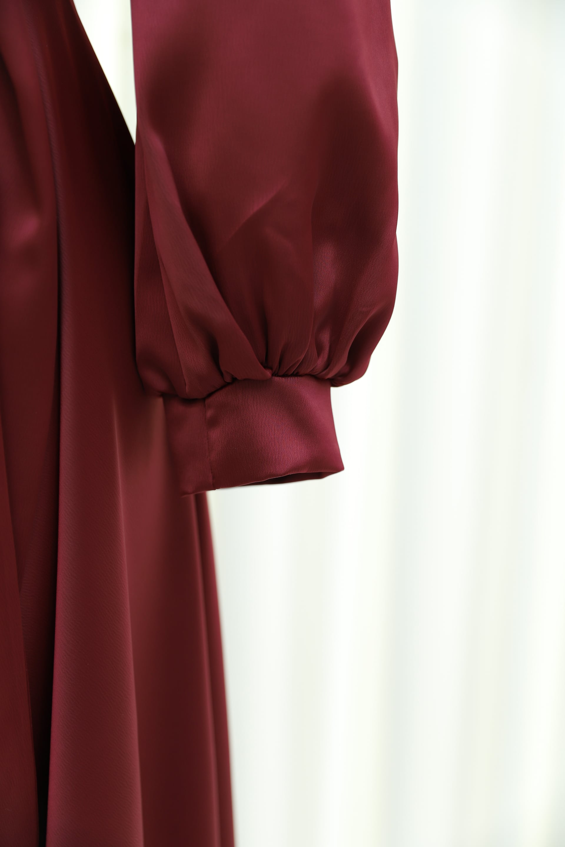 Women's Side Lace-Up Belted Satin Evening Dress - Burgundy - Podyumplus - by Peralane - photo 7