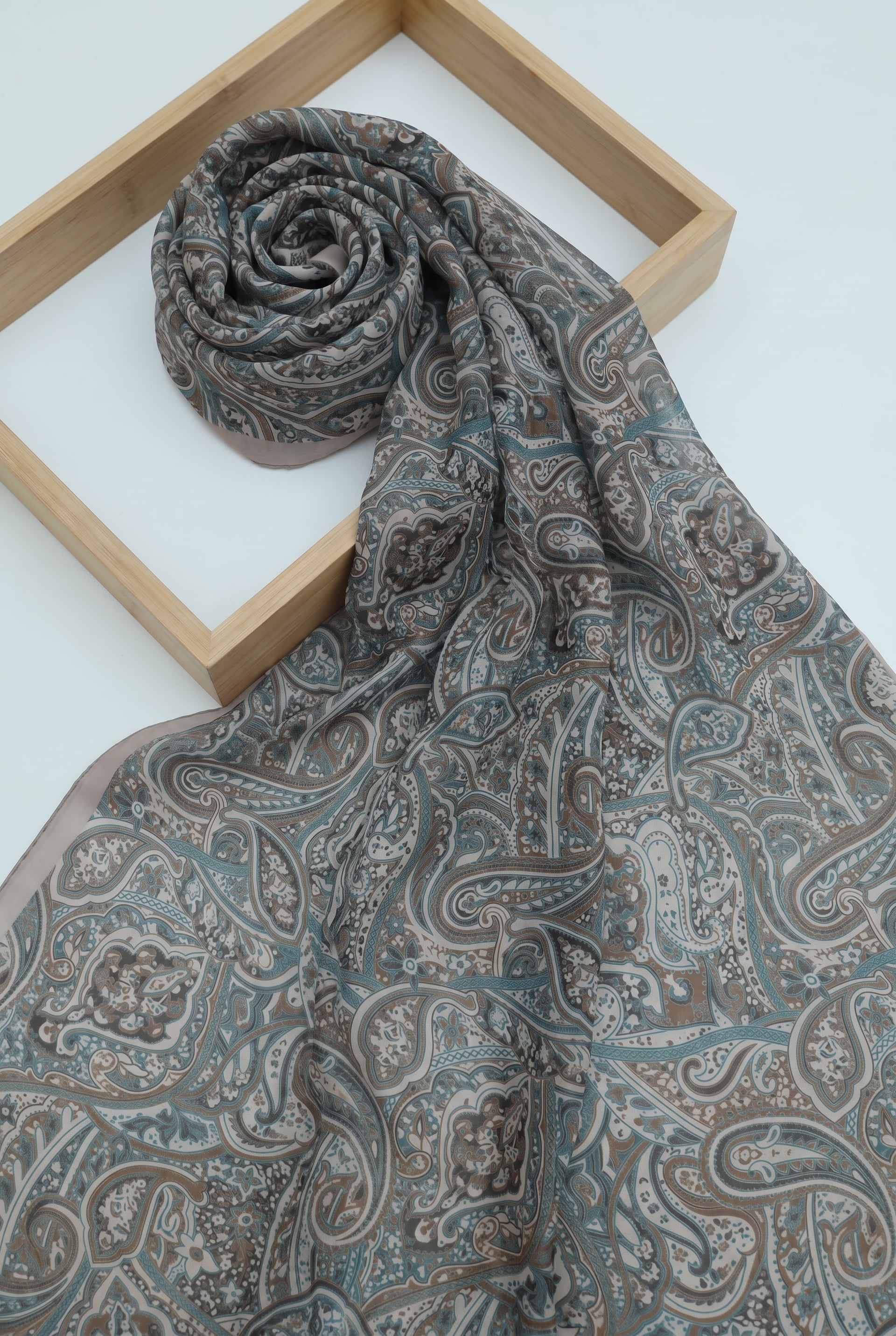 Traditional Floral Print Cotton Shawl - Light Beige - Podyumplus - by Peralane - photo 2