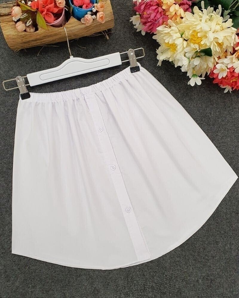 Elastic Buttoned Under-Shirt Skirt - White - Podyumplus - by Peralane - photo 5