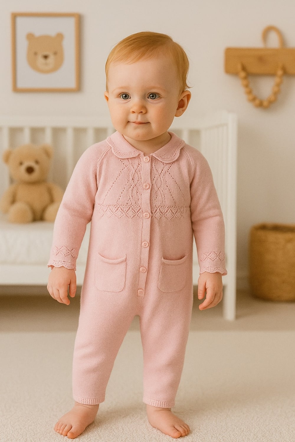 Baby Girl's Patterned Knitted Romper - 1014 - Has Bereket - by Peralane