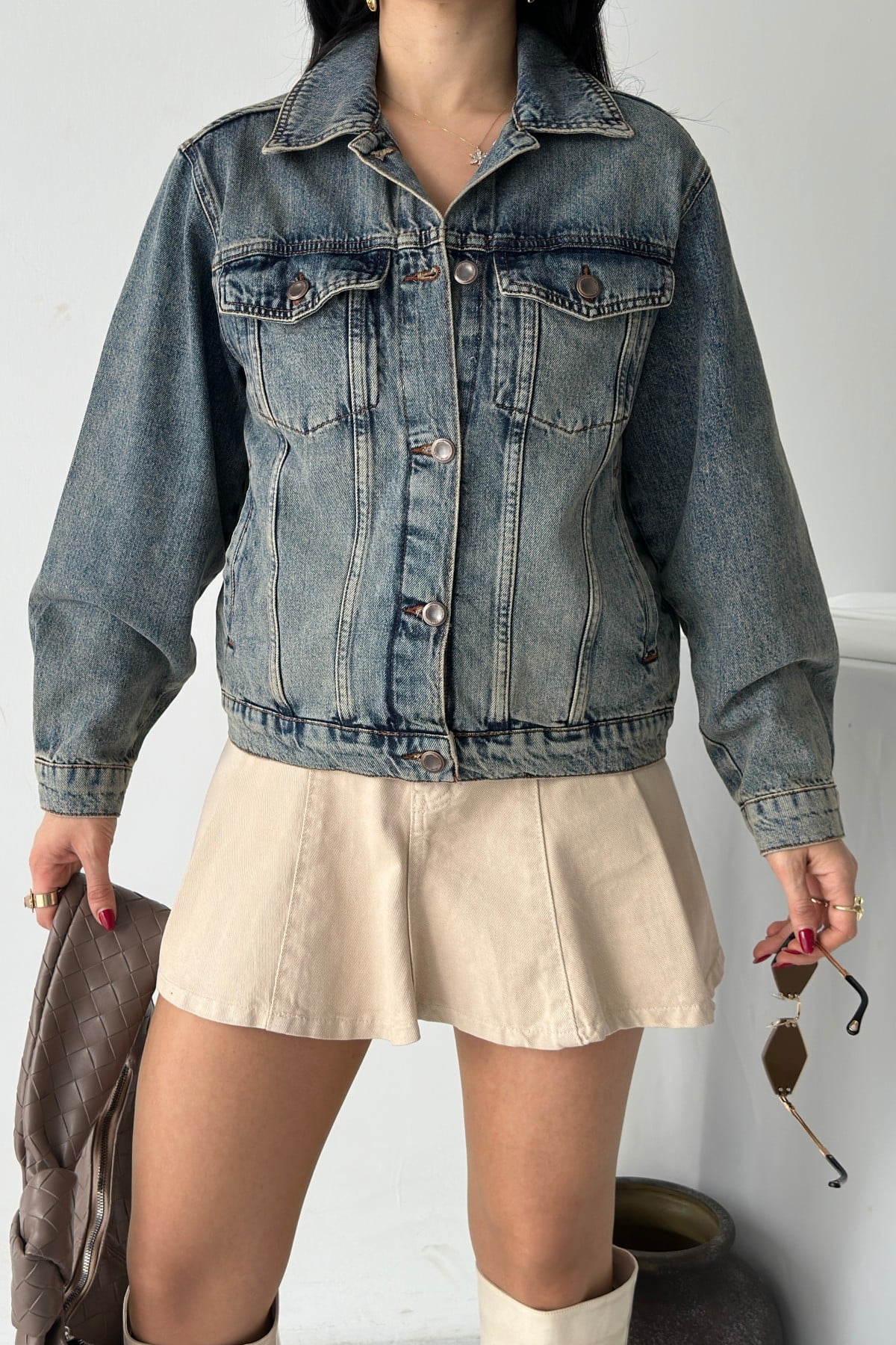 Classic Collar Pocket Button Denim Jacket 6081 Medium Blue - Xlove - by Peralane - photo 3