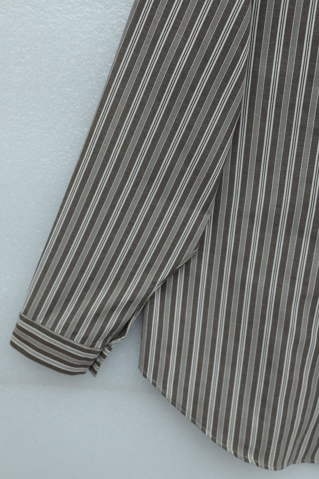 Striped Linen Look Shirt with Knitted Scarf Detail - Brown - Podyumplus - by Peralane - photo 5