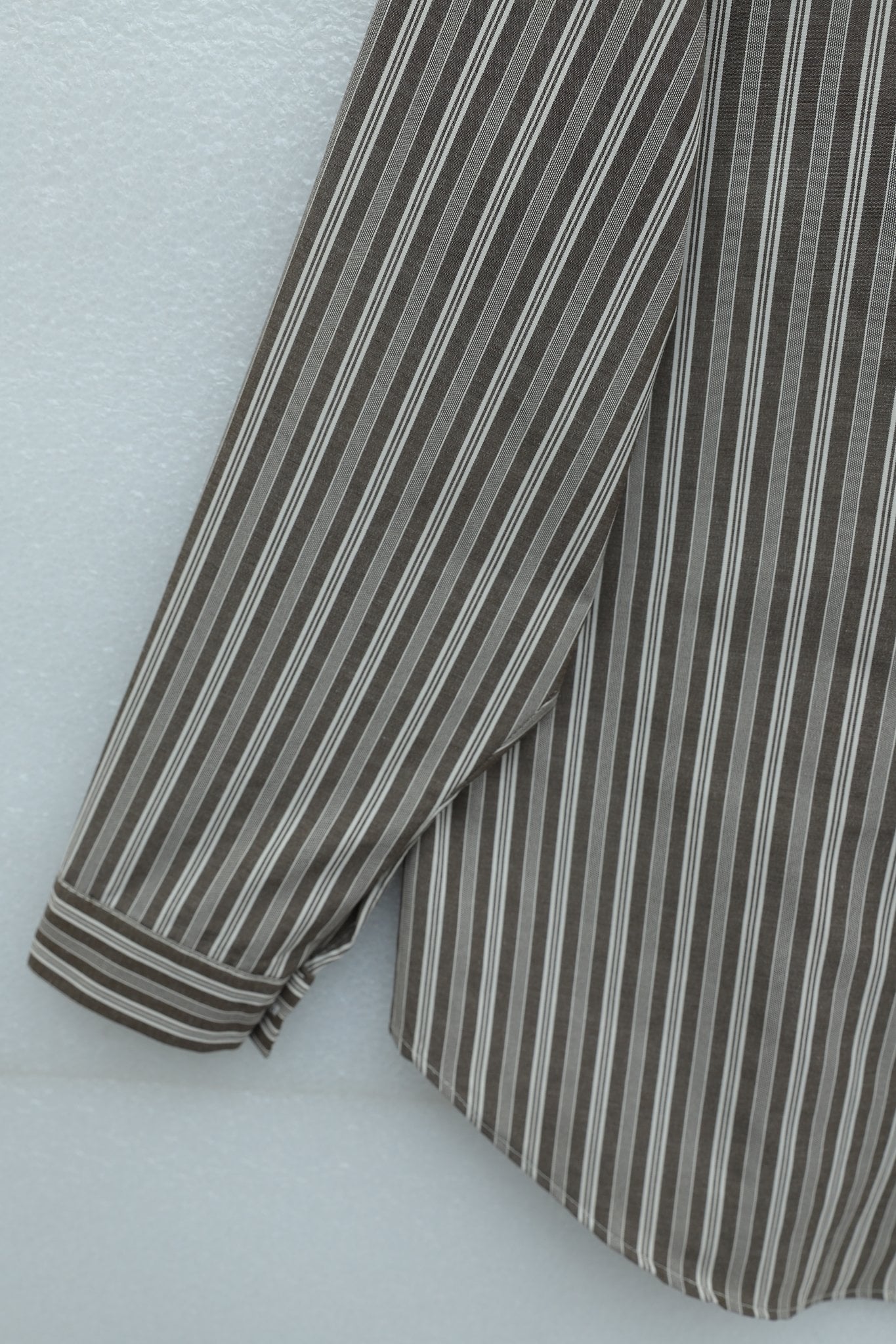 Striped Linen Look Shirt with Knitted Scarf Detail - Brown - Podyumplus - by Peralane - photo 5