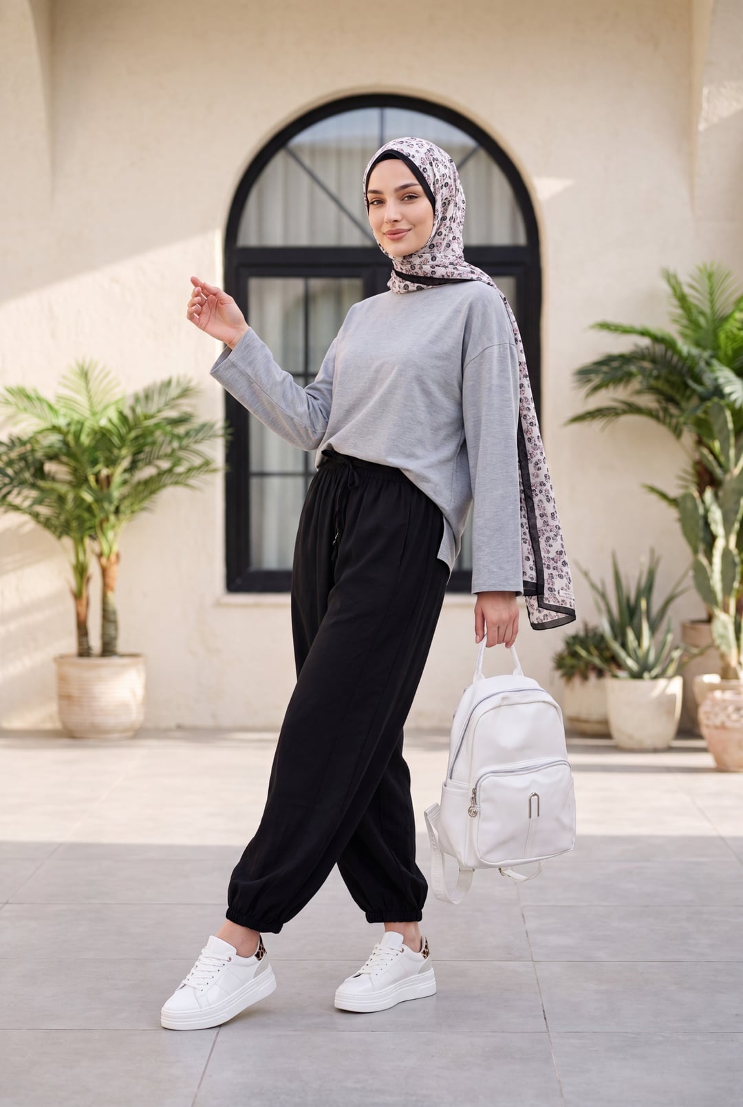 Black Drawstring Modal Trousers with Elasticated Waist and Cuffs - Podyumplus - by Peralane - photo 4