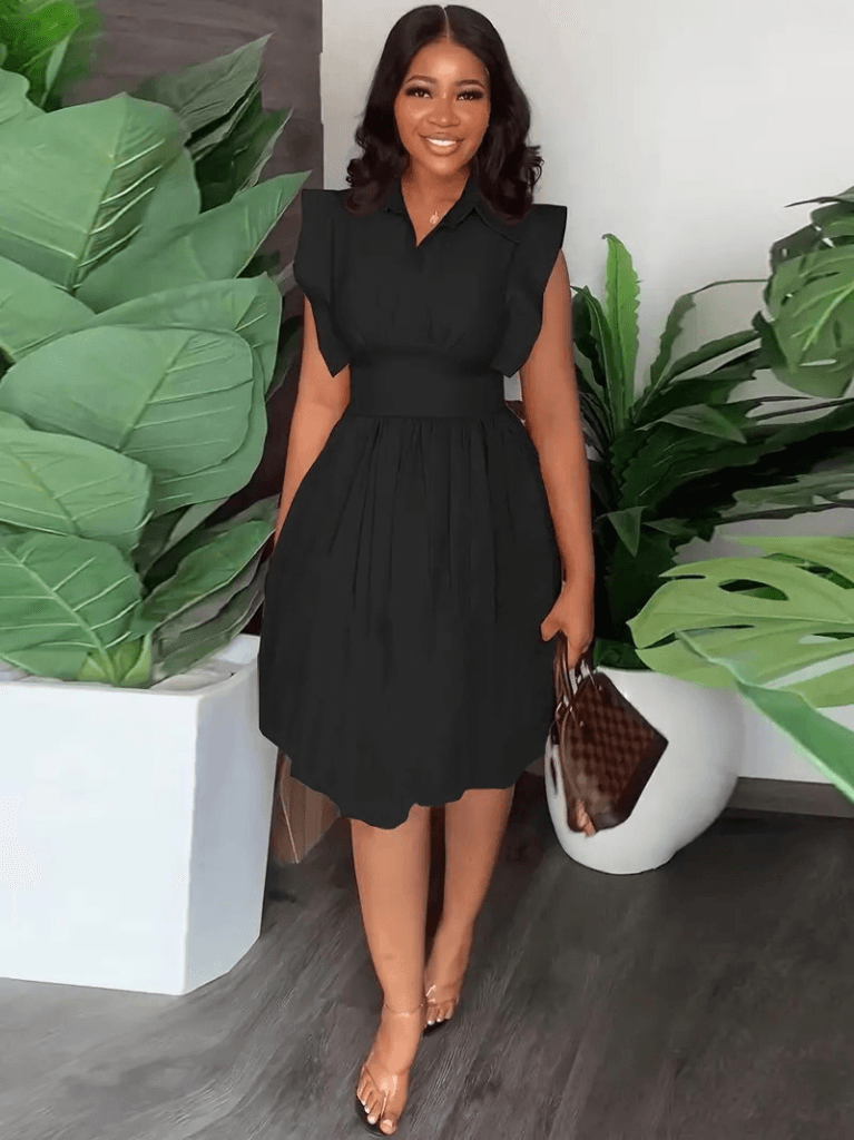 Women's Collared Cinched Waist Pleated Mini Dress - Janes - by Peralane - photo 3