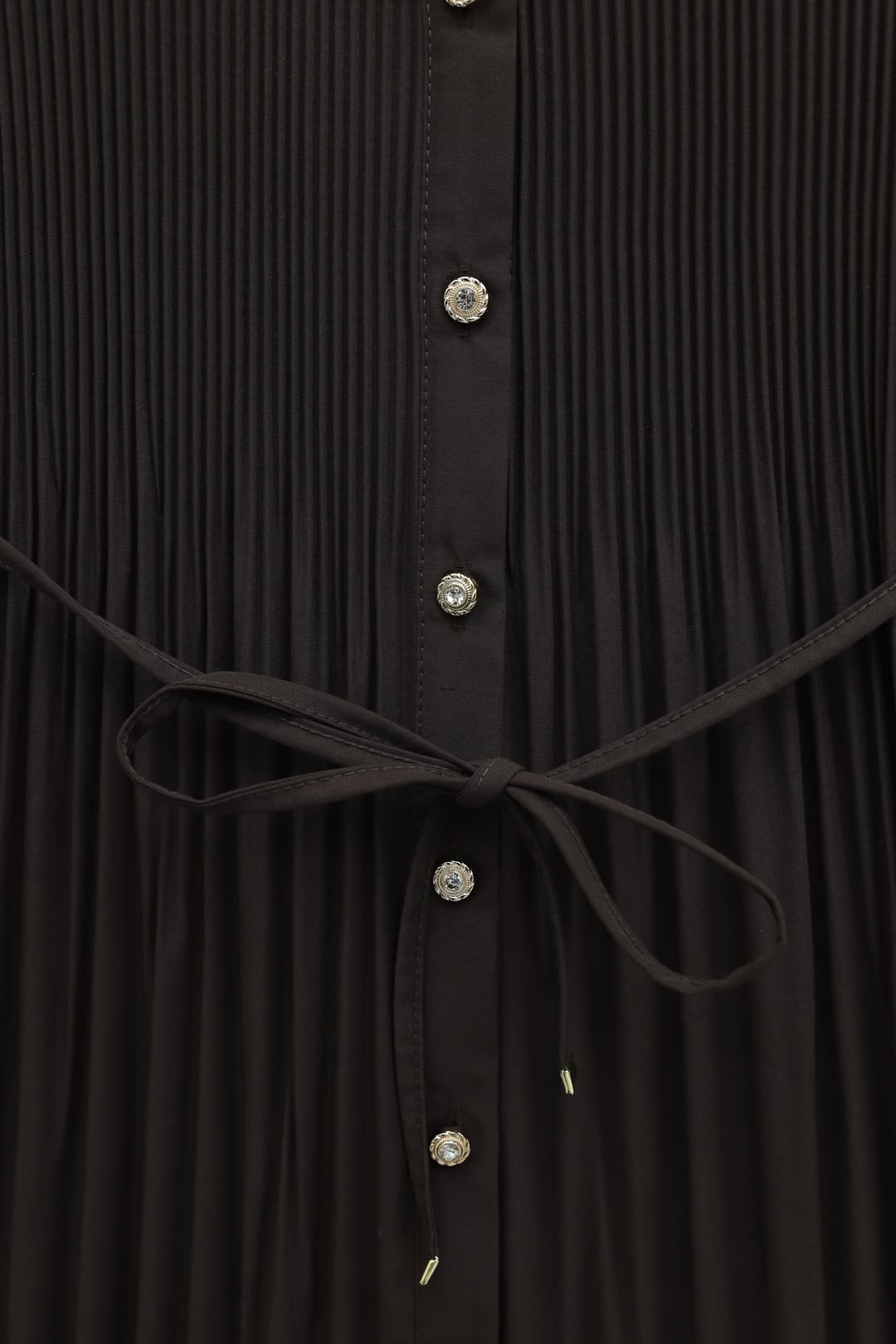 Belted Stone-Button Pleated Poplin Tunic - Brown - Podyumplus - by Peralane - photo 7