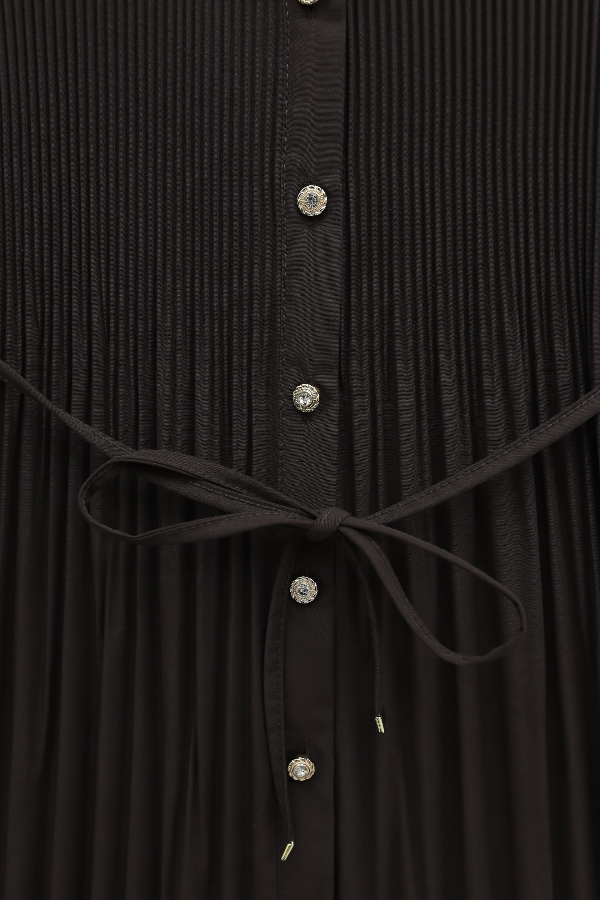 Belted Stone-Button Pleated Poplin Tunic - Brown - Podyumplus - by Peralane - photo 7