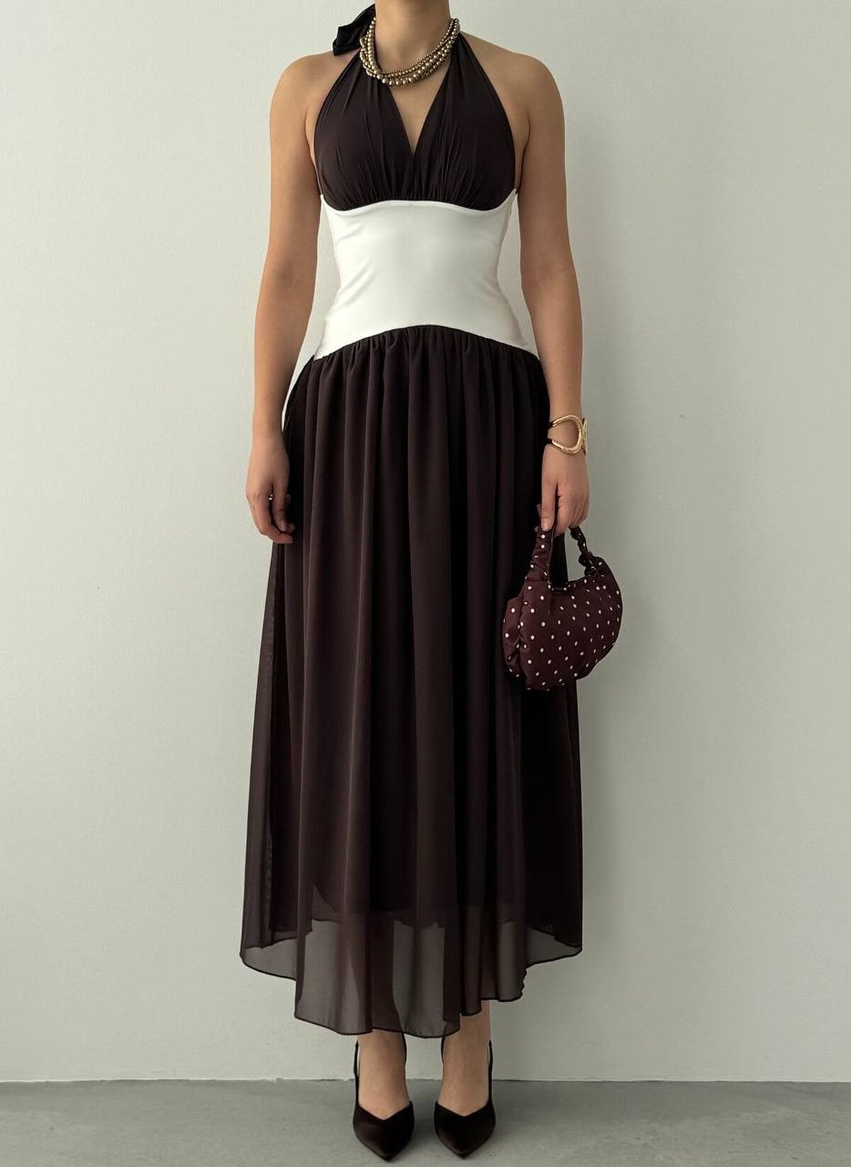 Women's Halter Neck Corset-Look Dress in Brown - Etika - by Peralane - photo 2