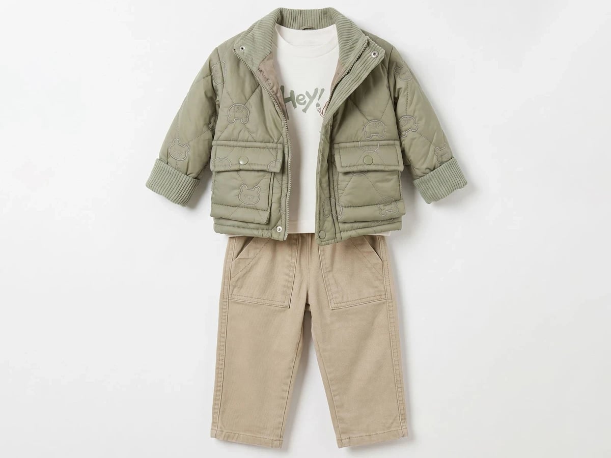 Bear Embroidery Jacket, T-Shirt and Trousers 3-Piece Baby Boy Set - Canoz - by Peralane