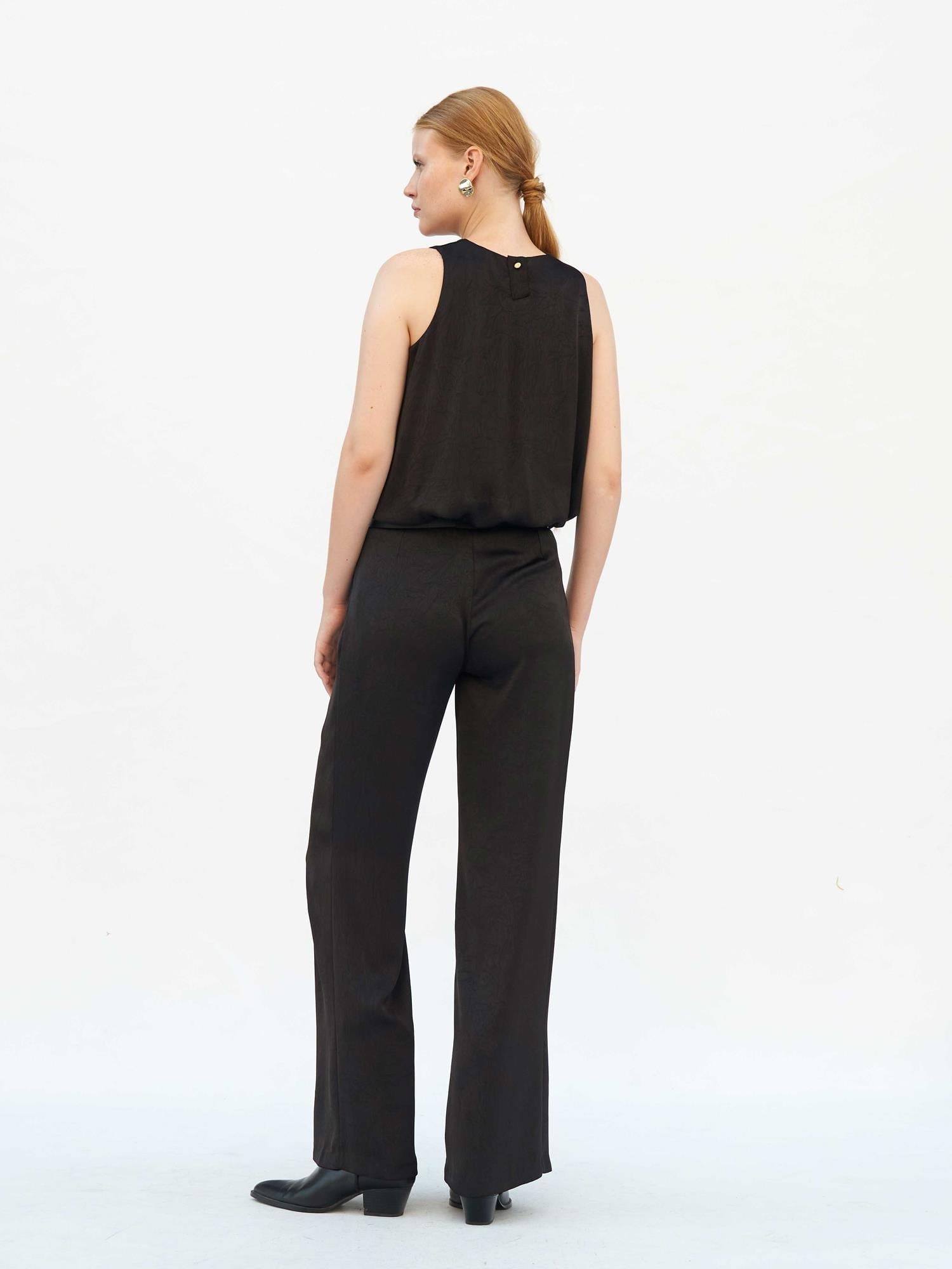 Black Satin Belted Wide-Leg Trousers - Lefon - by Peralane - photo 3