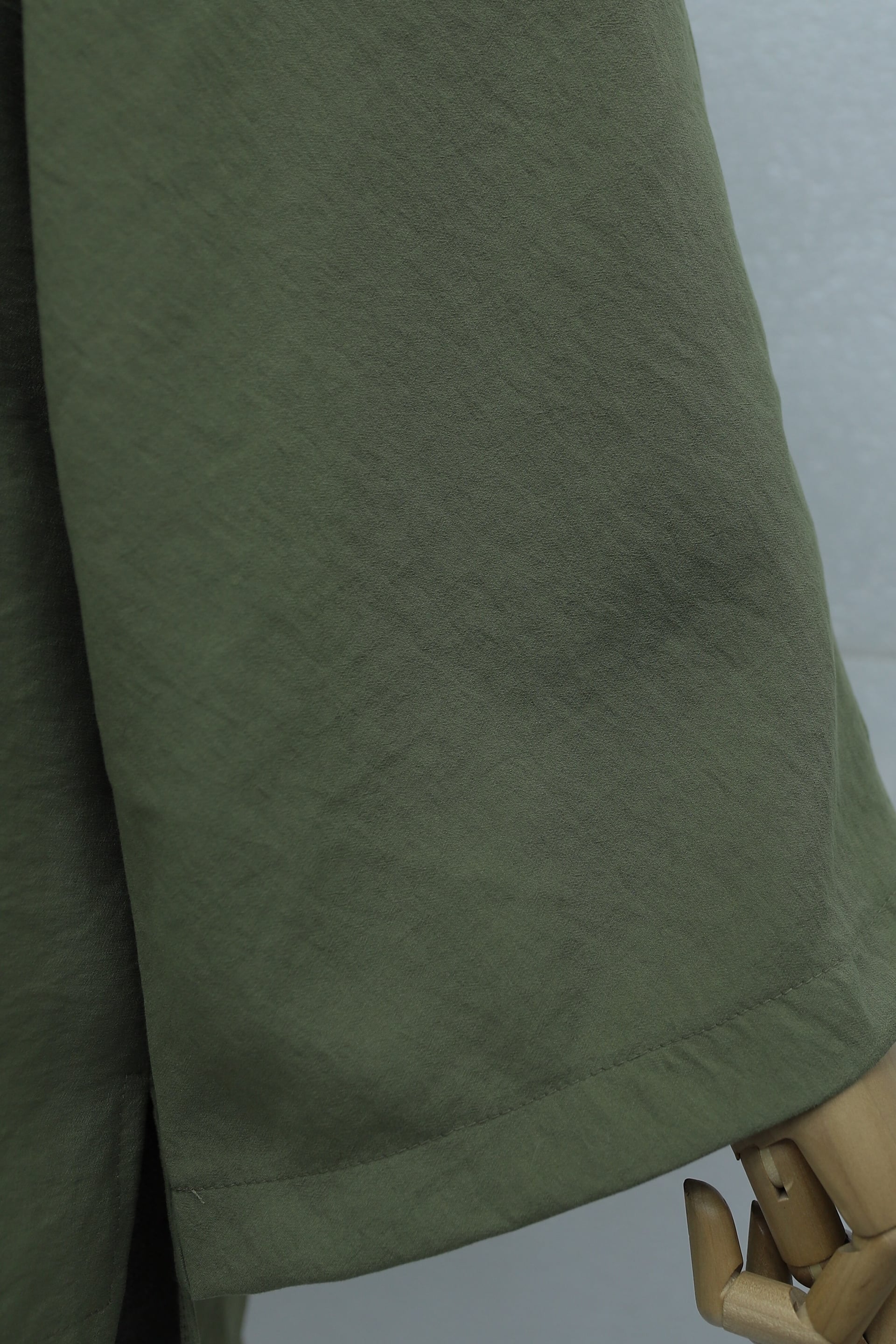 Round Neck Button Front Long Back Polyviscose Tunic - Olive Green - Podyumplus - by Peralane - photo 7